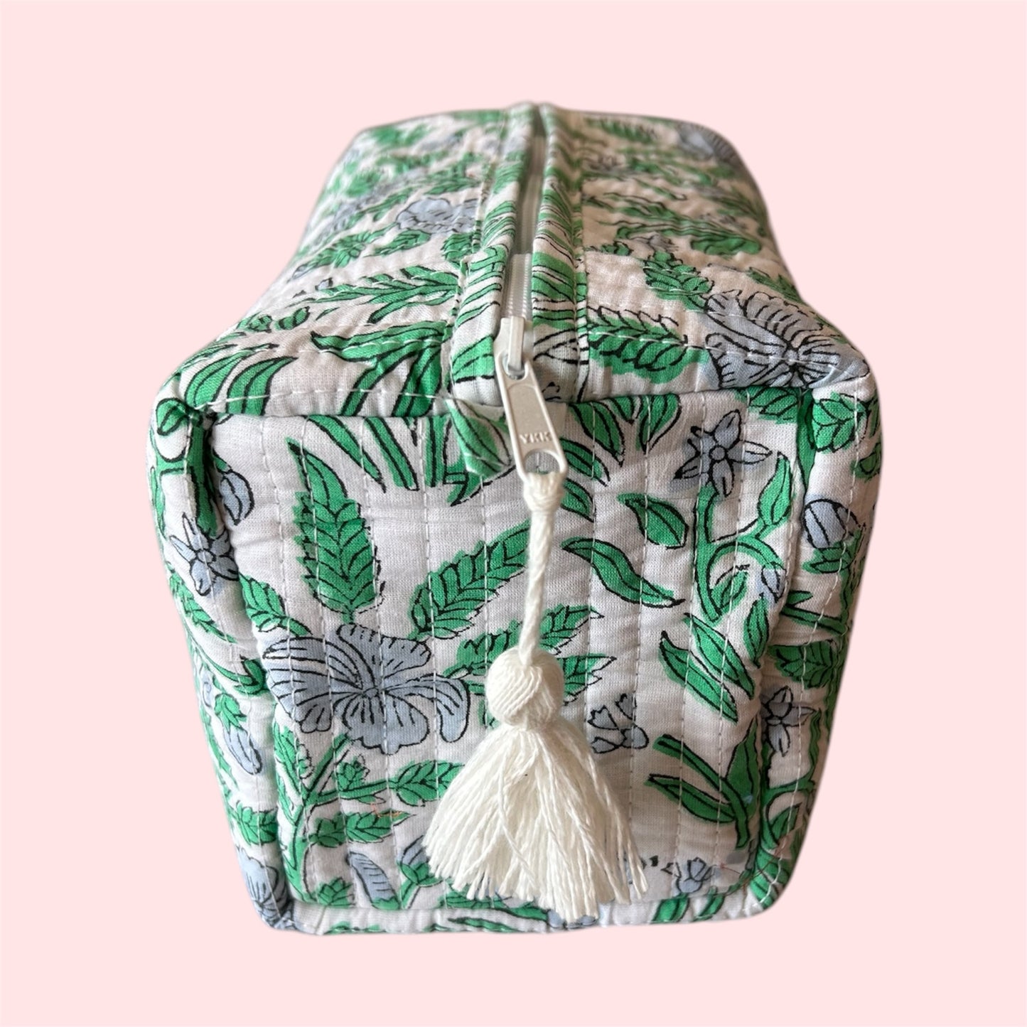 Handmade Indian Block Print Cotton Wash Bag – Travel Toiletry Pouch - The Woolacombe Beach