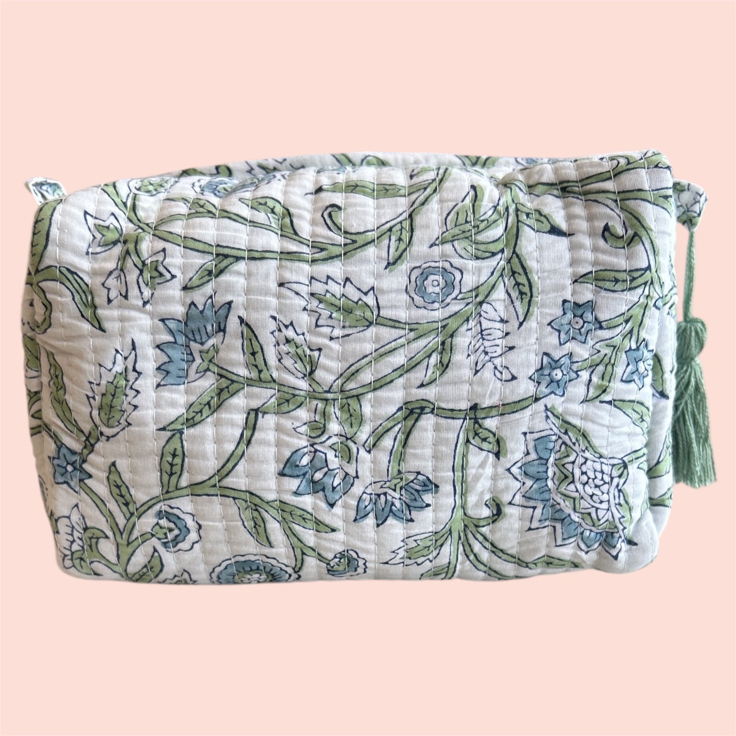 The Kirdford - Cotton Quilted Block Print Wash bag