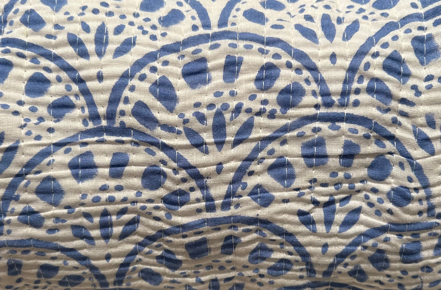 The Whitby - Cotton Quilted Block Print Wash bag