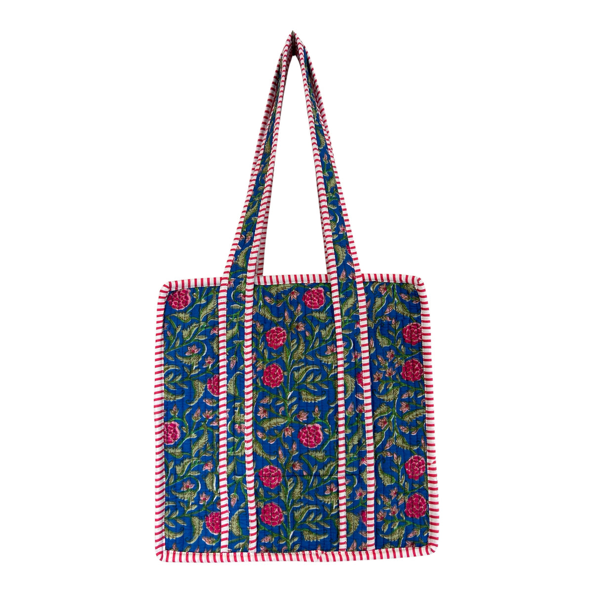 Indian Block Print Tote Bag - Medium - Zip – The St Mawes Range – Handmade Cotton Boho Bag