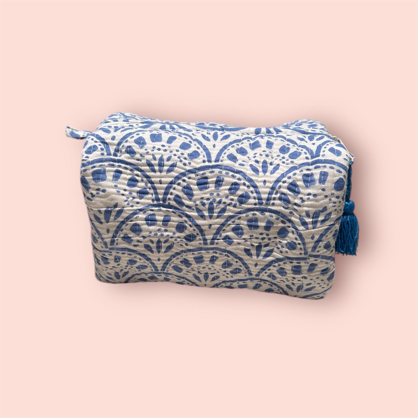 The Whitby - Cotton Quilted Block Print Wash bag