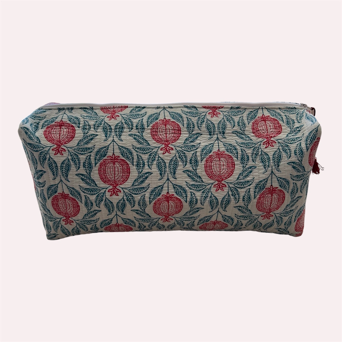 Handmade Indian Block Print Cotton Hair Tool Bag – Travel Toiletry Pouch - The Birdham