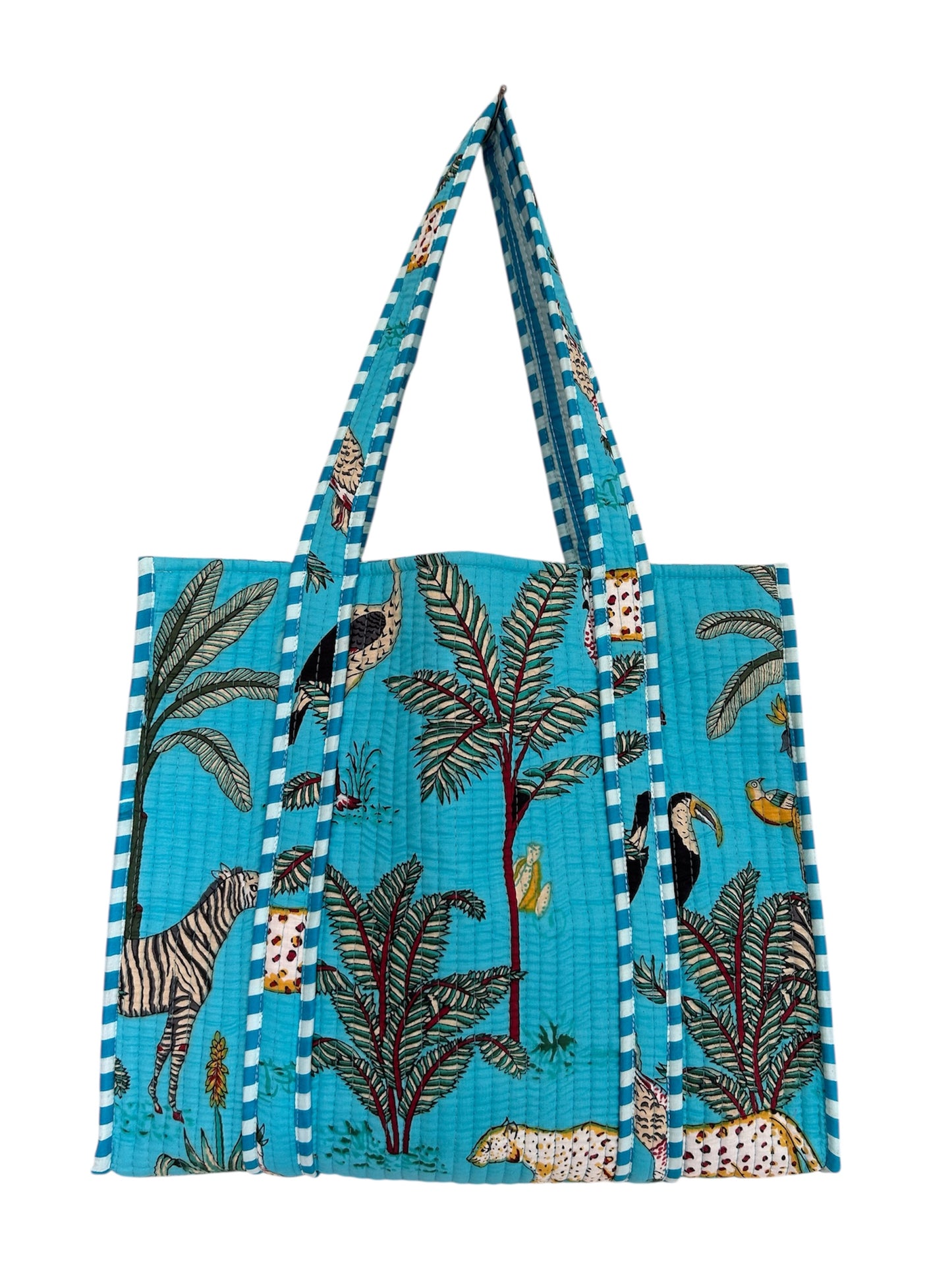 The Woburn Blue - Block Print Cotton Tote Bag