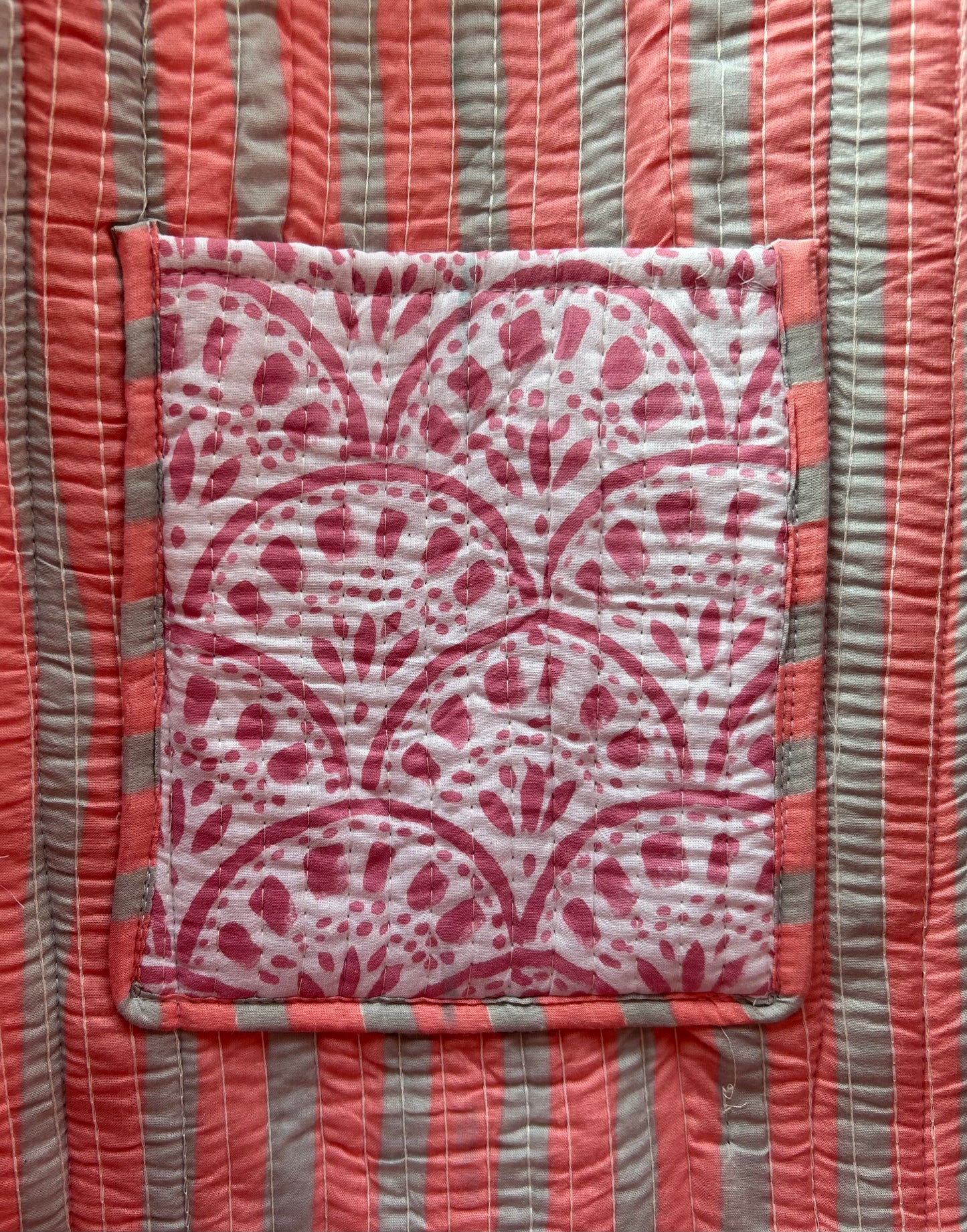 The Whitby Pink - Block Print Cotton Tote Bag
