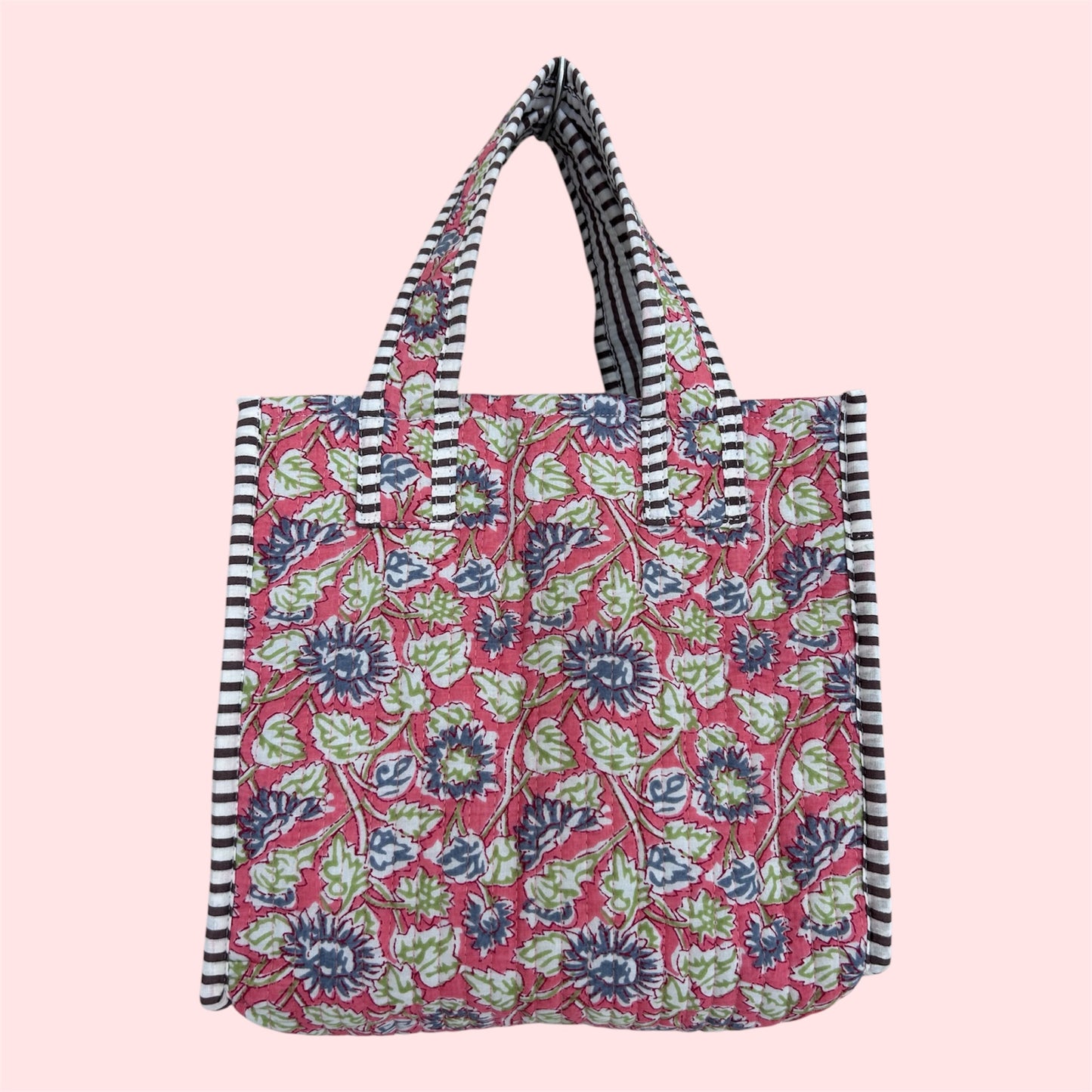 Indian Block Print Tote Bag – The Padstow Range – Handmade Cotton Boho Bag - Small