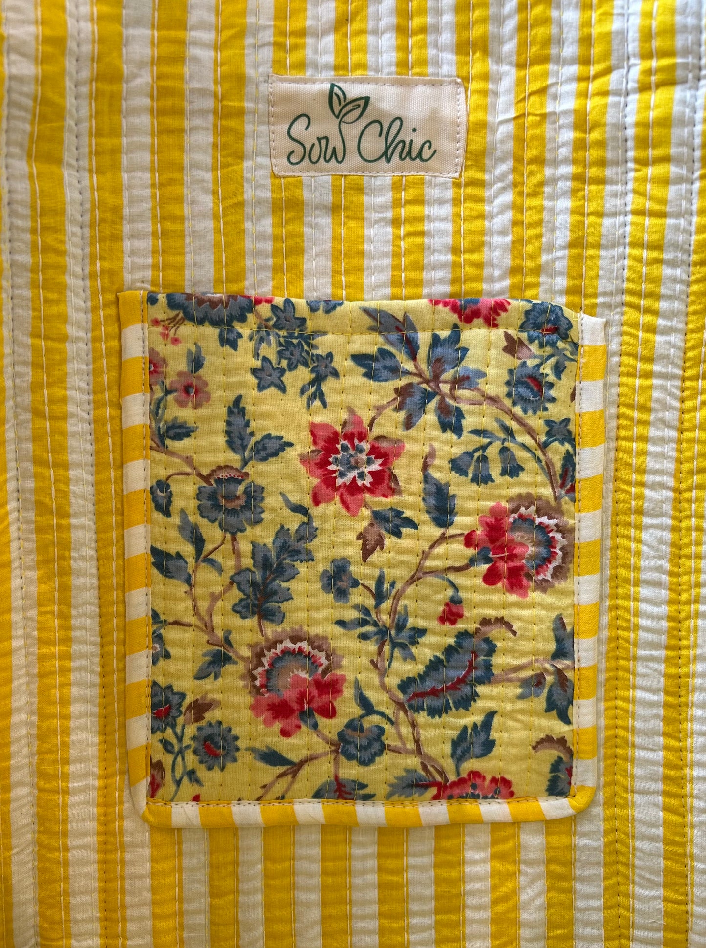 The West Beach - Block Print Cotton Tote Bag