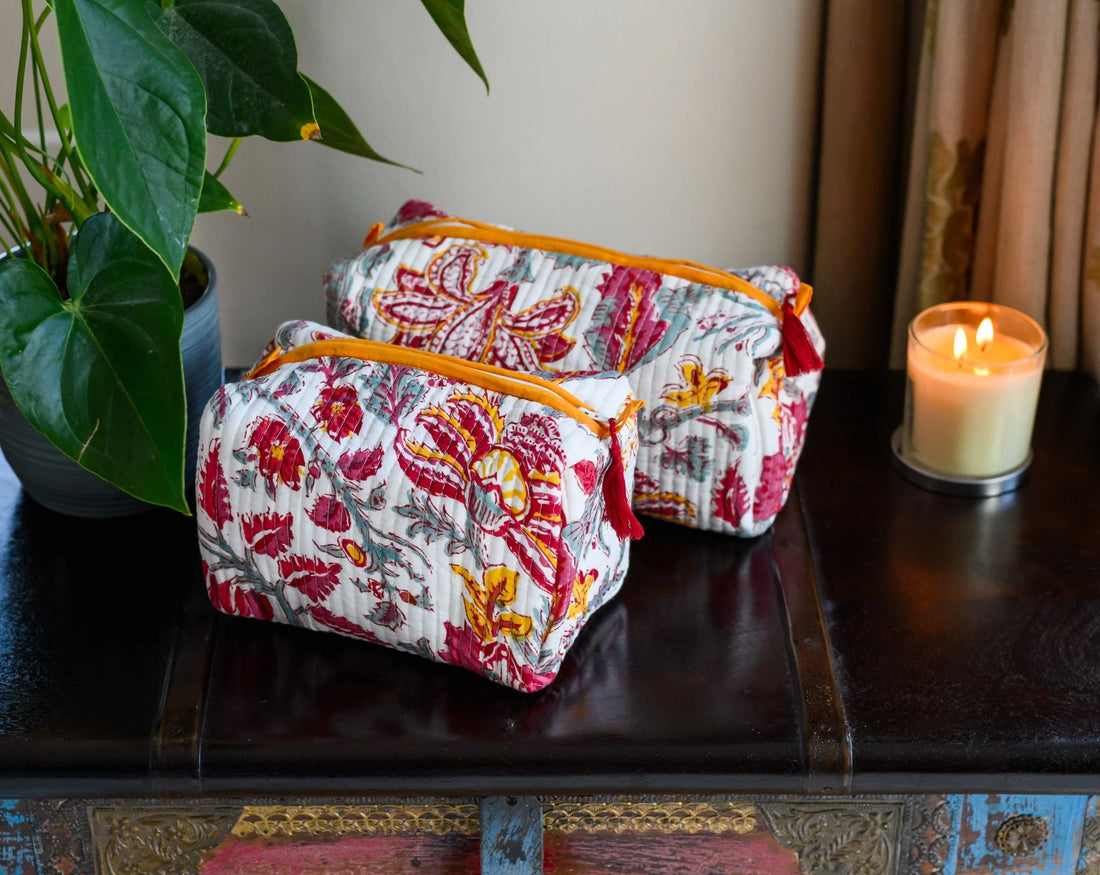 Gulmohar Quilted Wash Bag