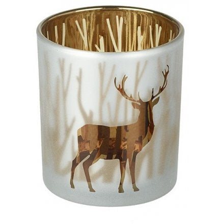 Christmas Reindeer Glass Candle Holder
