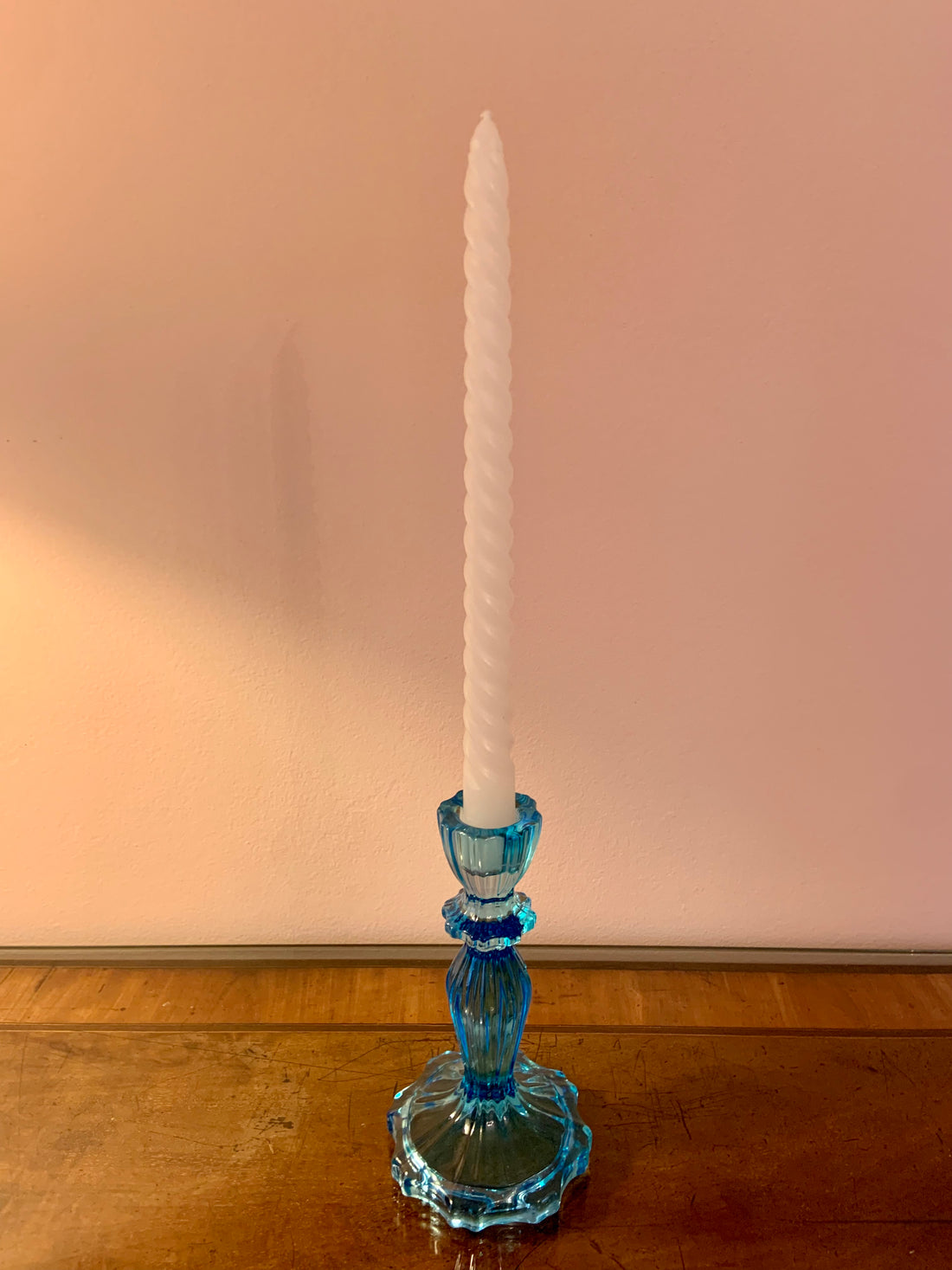 Blue Tall Glass Candle Holder