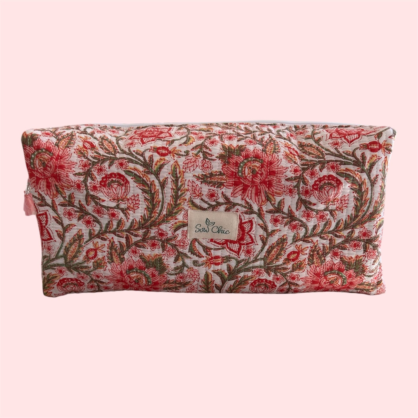 Handmade Indian Block Print Cotton  Hair Tool Bag – Travel Toiletry Pouch - The Rusper Range