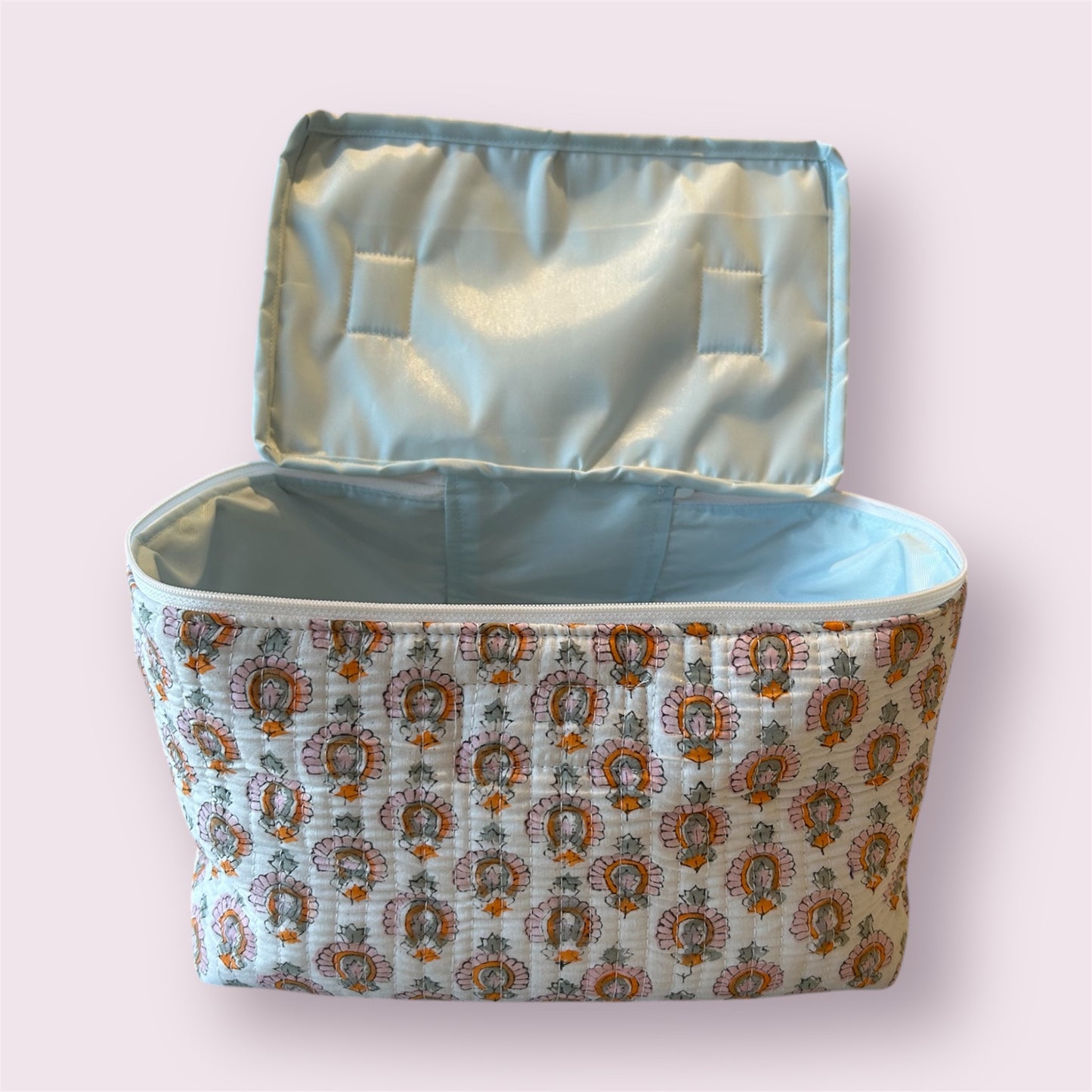 Handmade Indian Block Print Cotton  Vanity Bag – Travel Toiletry Pouch - The Weybridge Range