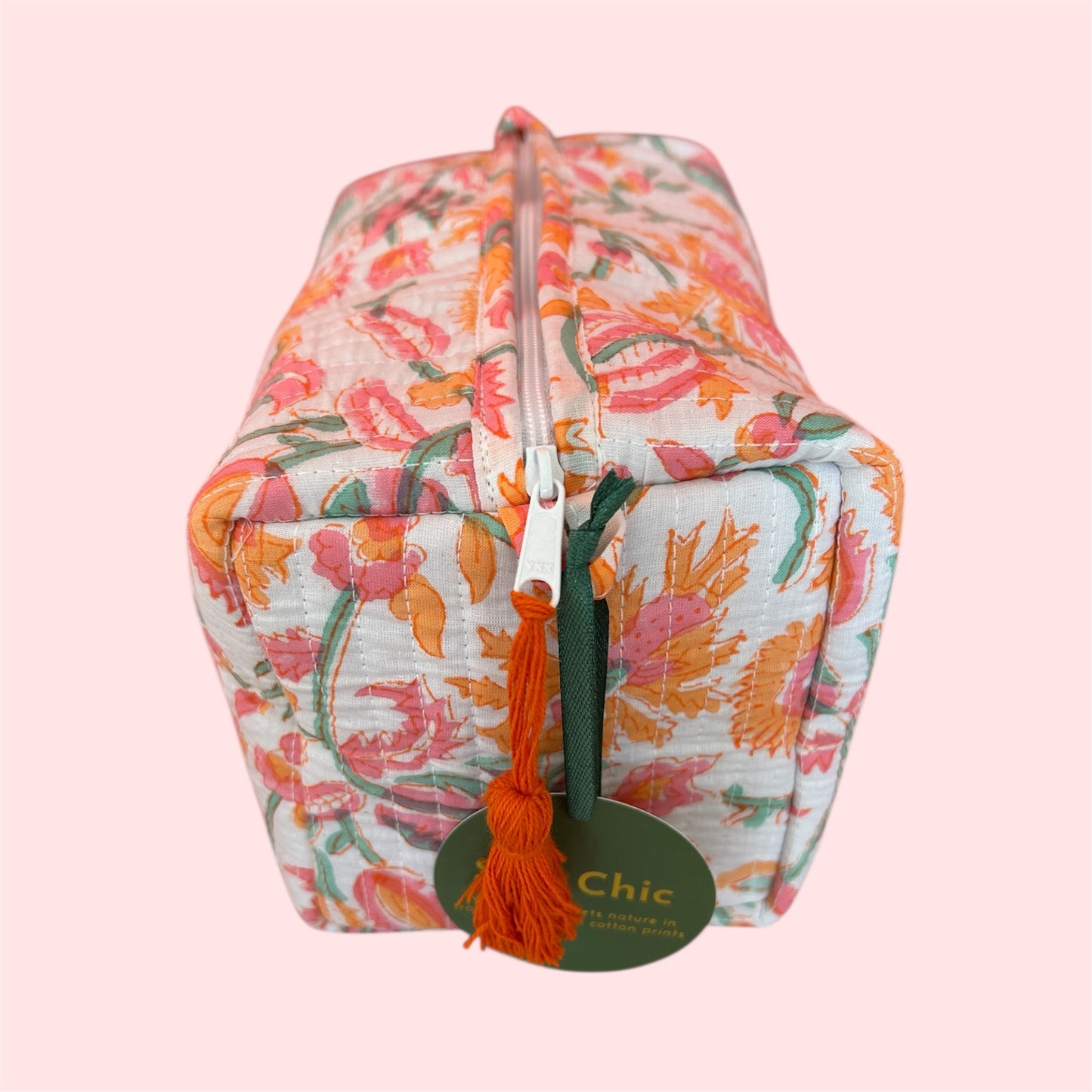 Handmade Indian Block Print Cotton Wash Bag – Travel Toiletry Pouch - The Chiddingfold Range