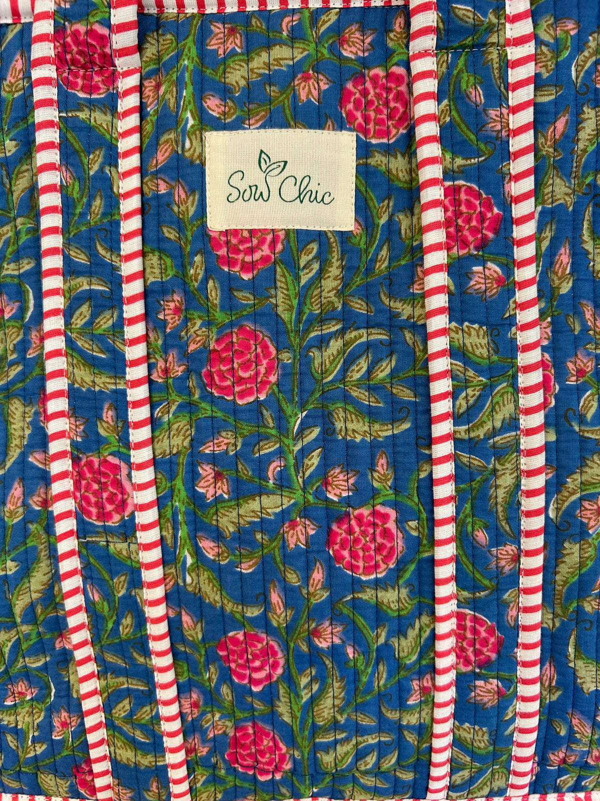 Indian Block Print Tote Bag - Medium - Zip – The St Mawes Range – Handmade Cotton Boho Bag