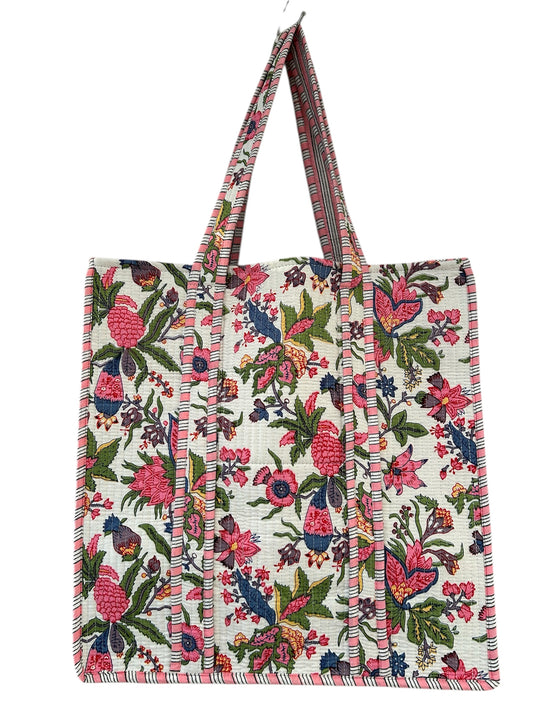 Indian Block Print Tote Bag – The Liphook Range – Handmade Cotton Boho Bag -