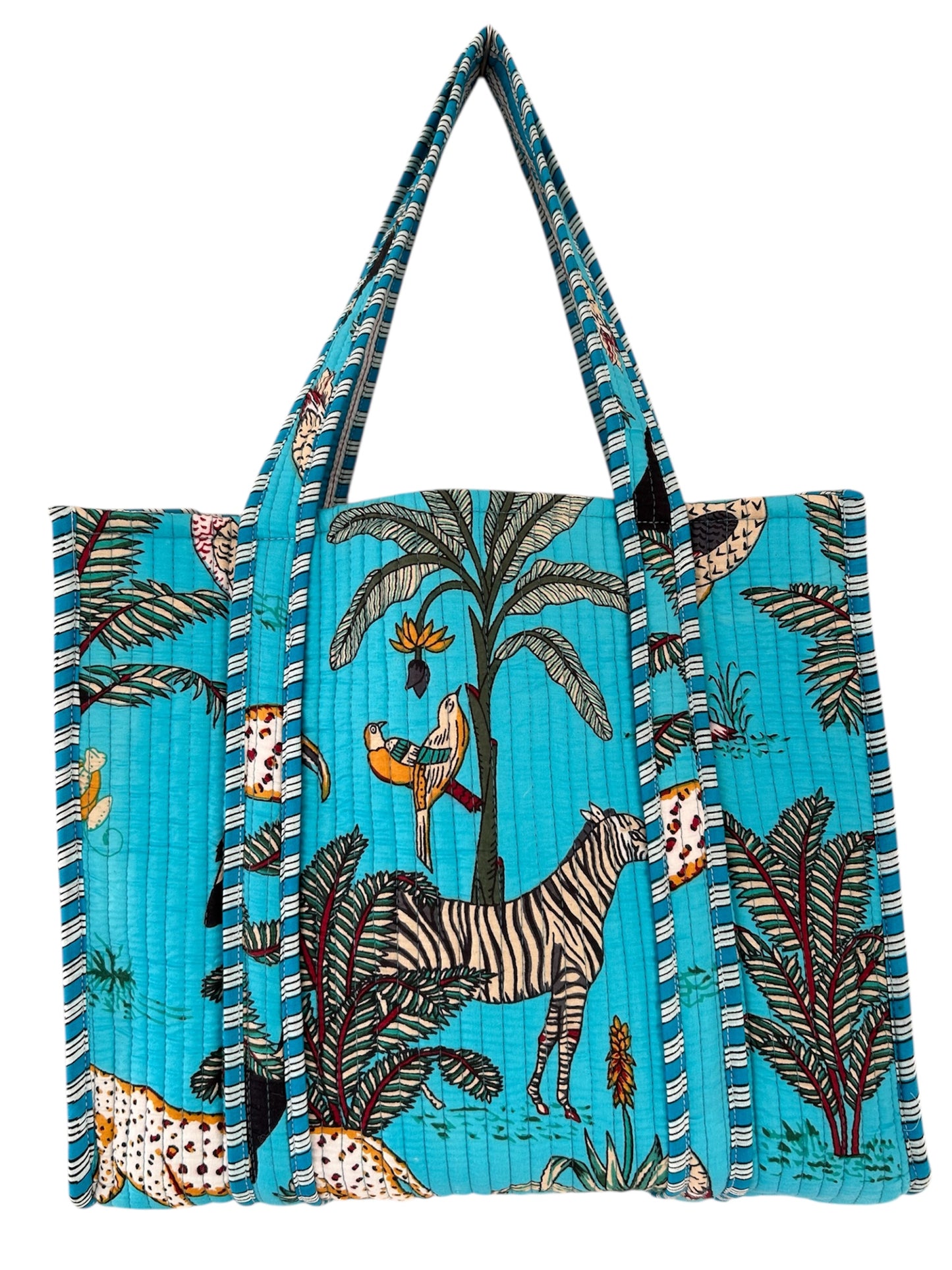 Indian Block Print Tote Bag – The Woburn Blue Range – Handmade Cotton Boho Bag