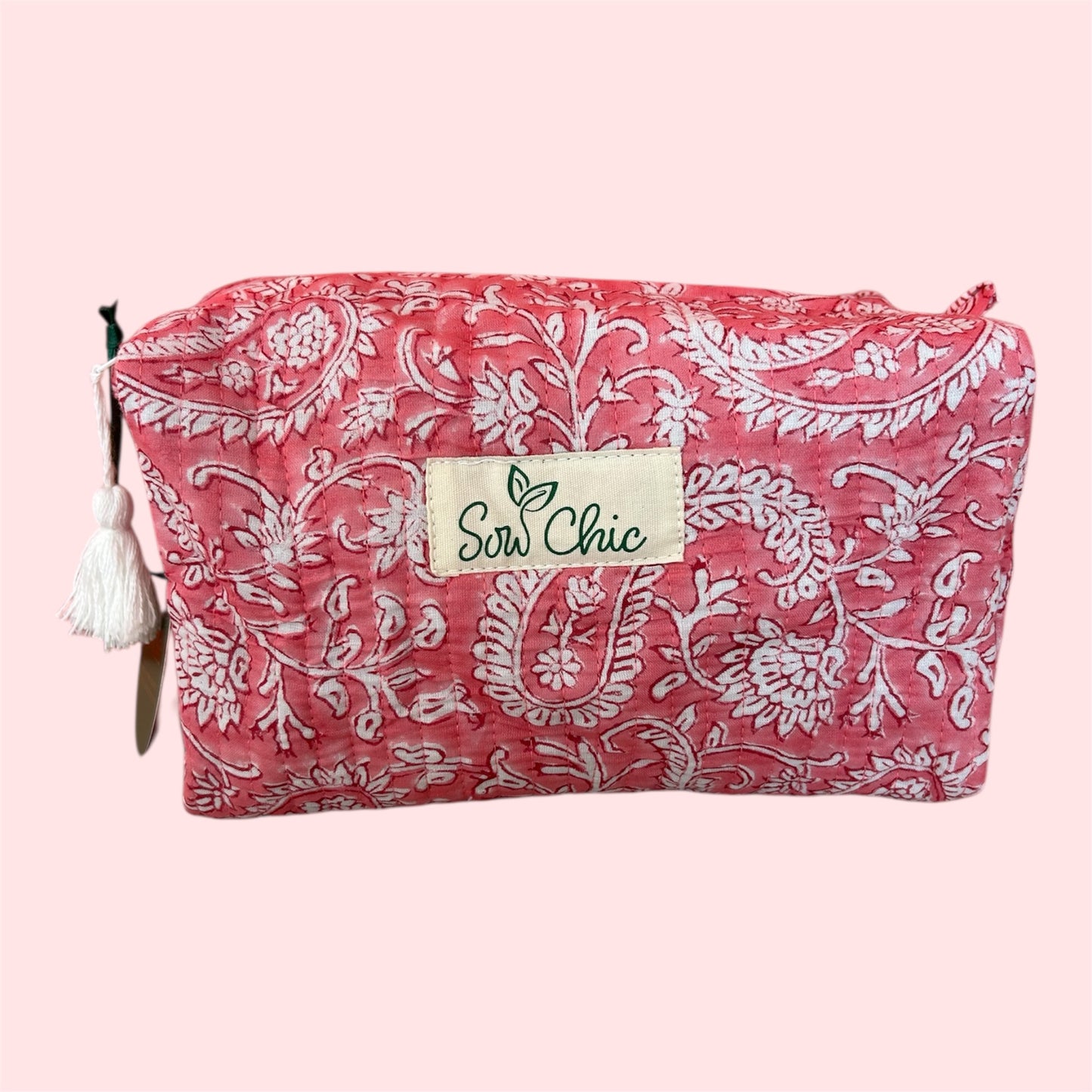Handmade Indian Block Print Cotton Wash Bag – Travel Toiletry Pouch - The Fowey Range