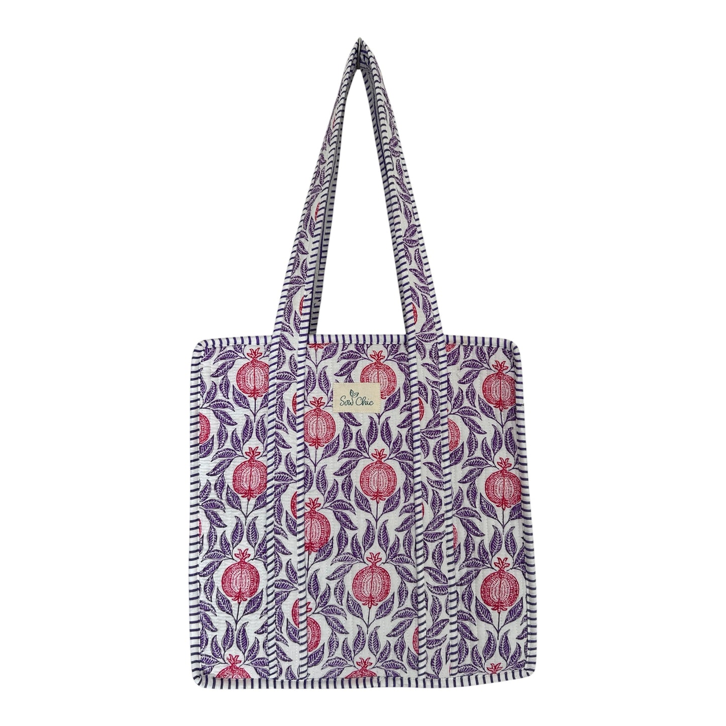 Indian Block Print Tote Bag - Medium - Zip – The Canford – Handmade Cotton Boho Bag