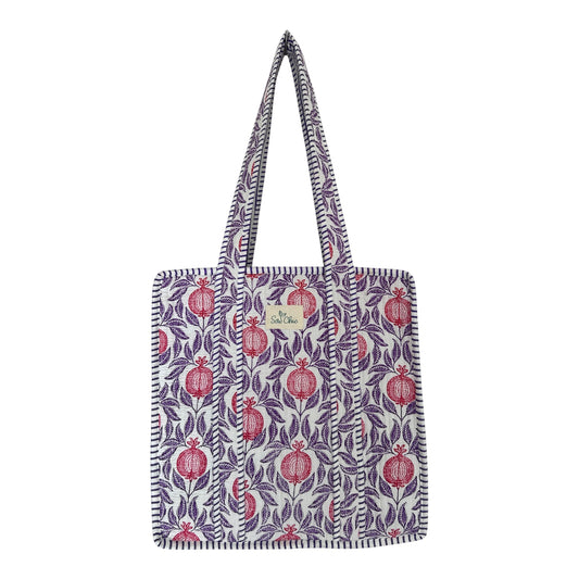 Indian Block Print Tote Bag - Medium - Zip – The Canford – Handmade Cotton Boho Bag