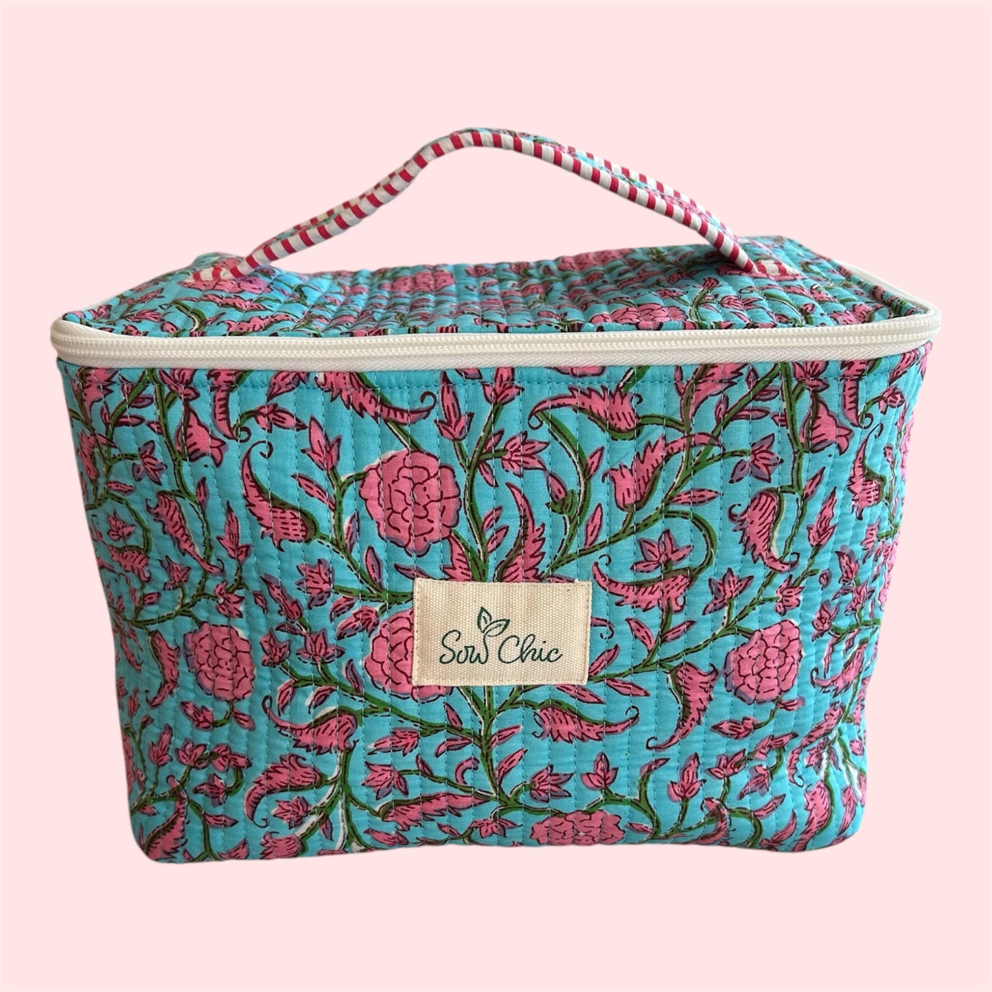 Handmade Indian Block Print Cotton  Vanity Bag – Travel Toiletry Pouch - The Lavant Range