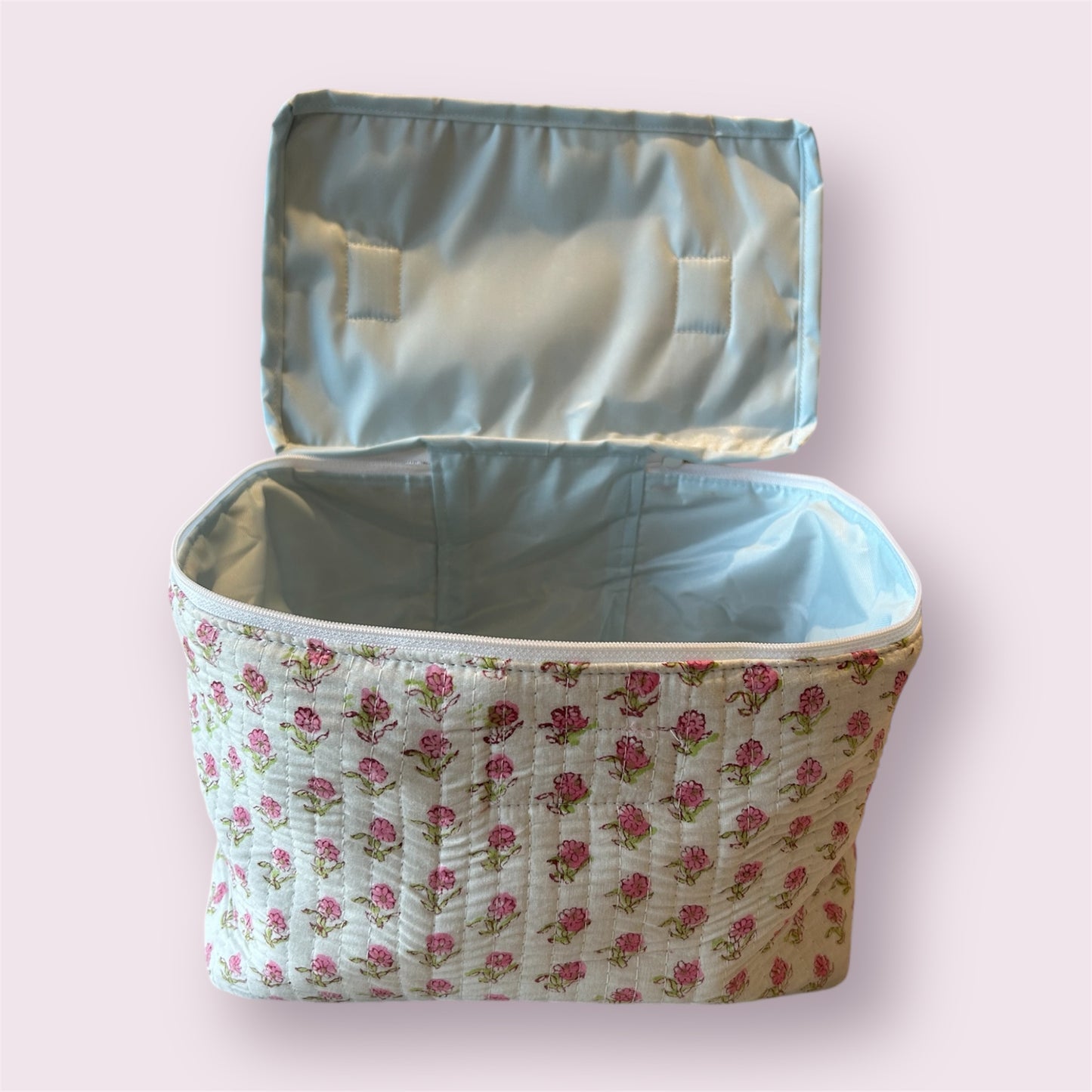 Handmade Indian Block Print Cotton Vanity Bag – Travel Toiletry Pouch - The Haslemere Range