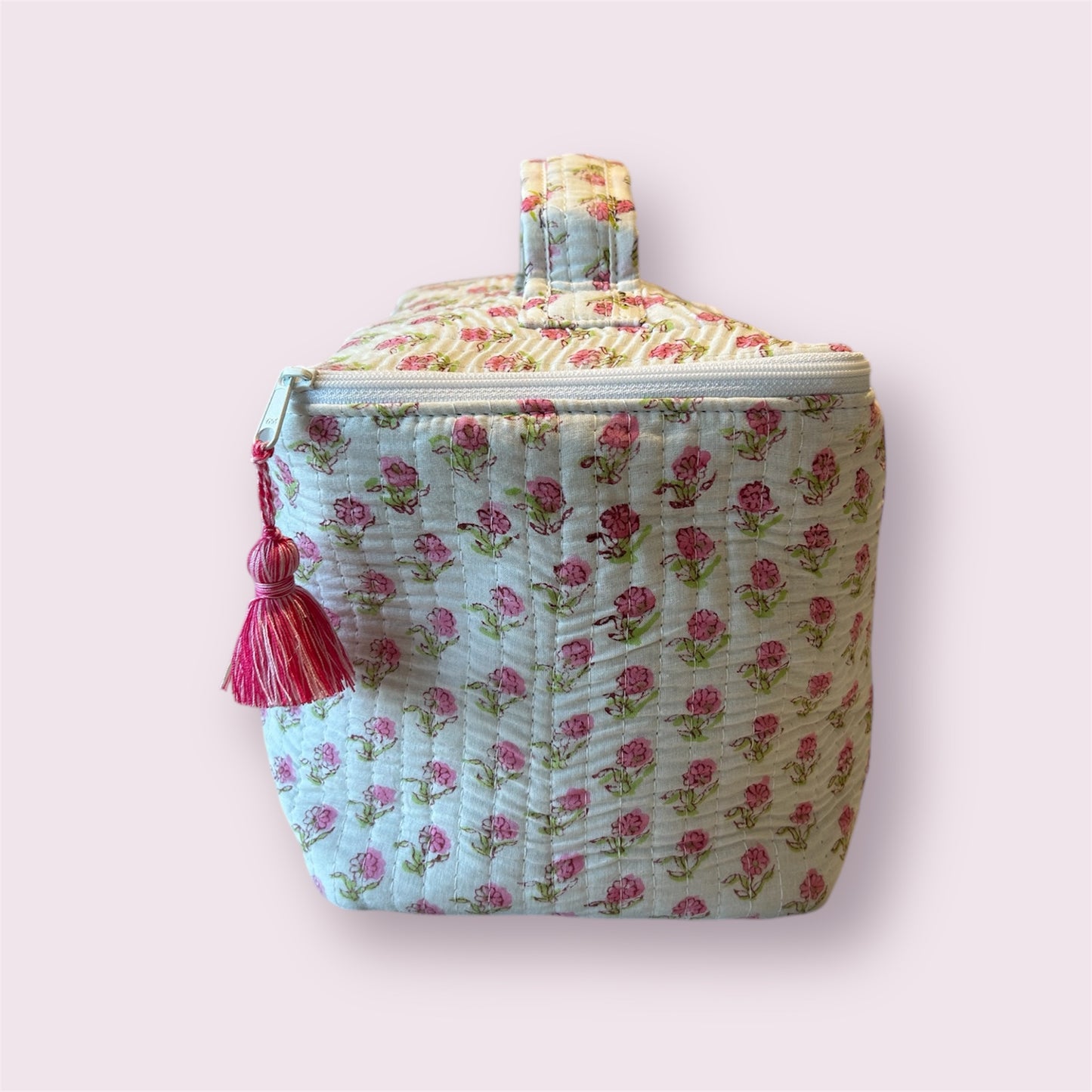 Handmade Indian Block Print Cotton Vanity Bag – Travel Toiletry Pouch - The Haslemere Range