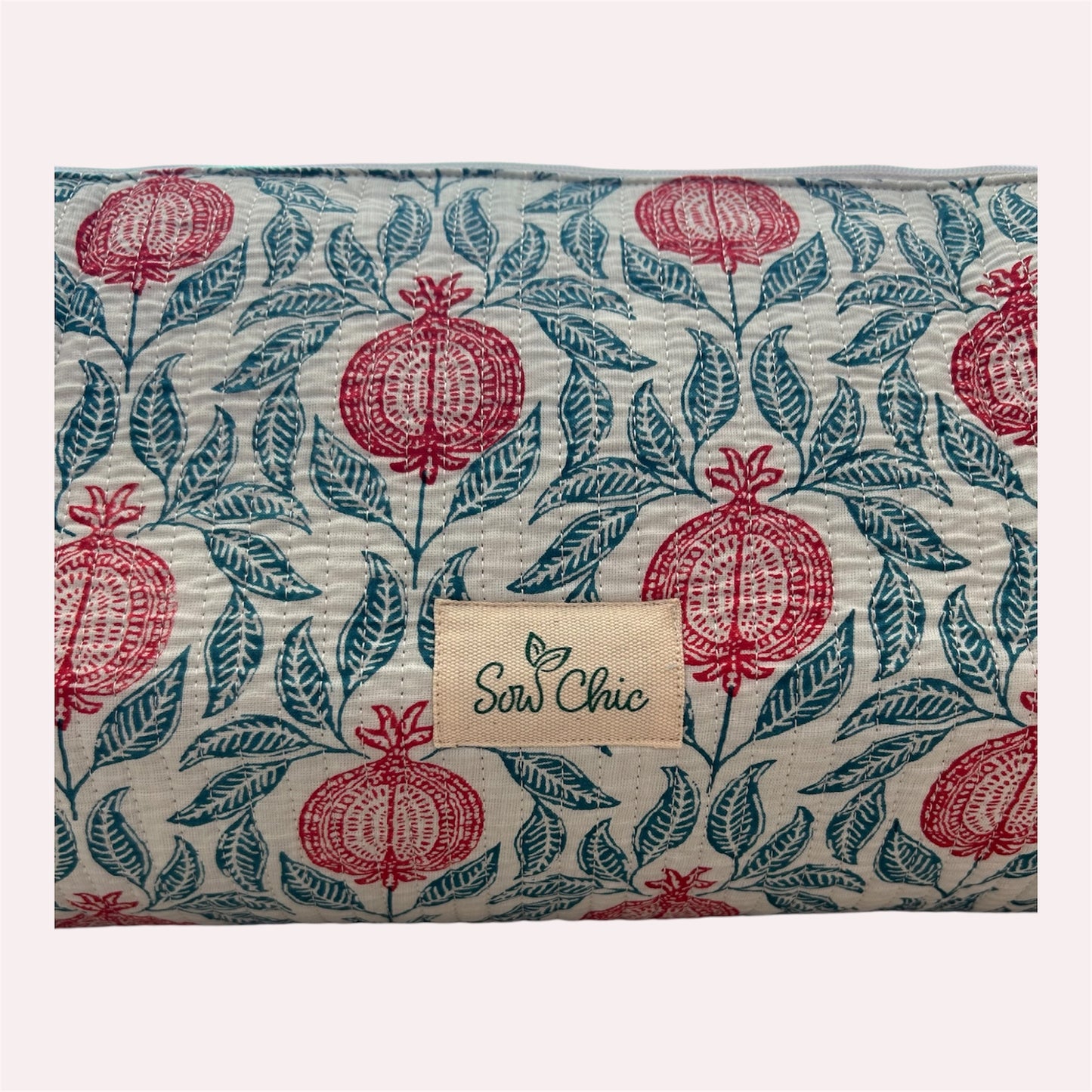 Handmade Indian Block Print Cotton  Hair Tool Bag – Travel Toiletry Pouch - The Birdham