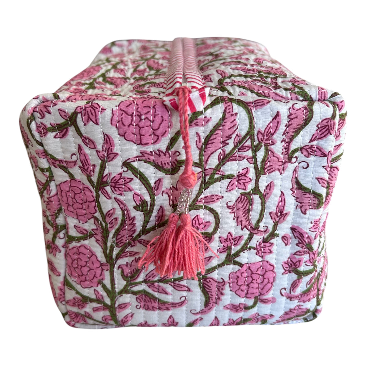 Handmade Indian Block Print Cotton Wash Bag – Travel Toiletry Pouch - The Watergate Bay Range