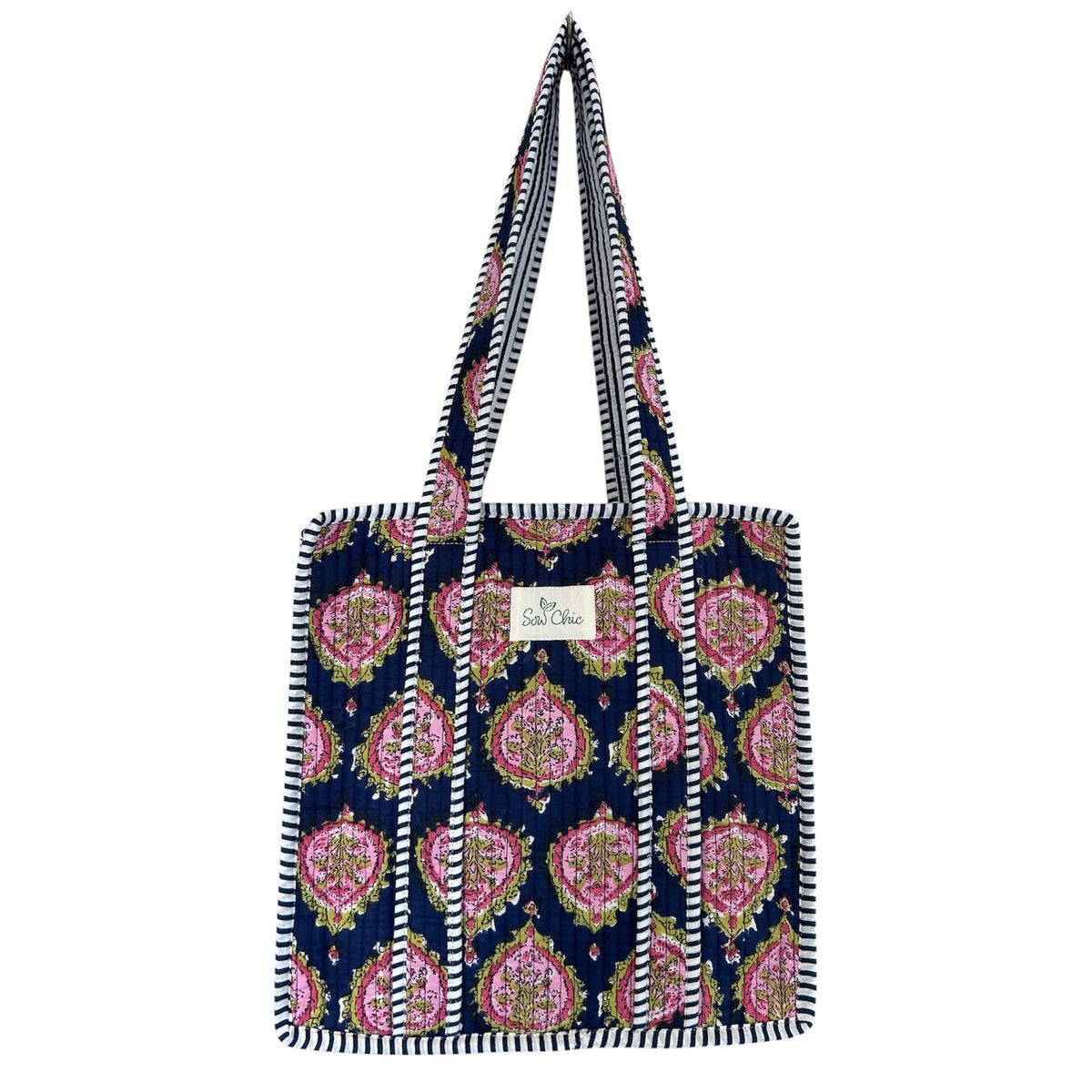 Indian Block Print Tote Bag - Medium - Zip – The Arundel Range – Handmade Cotton Boho Bag