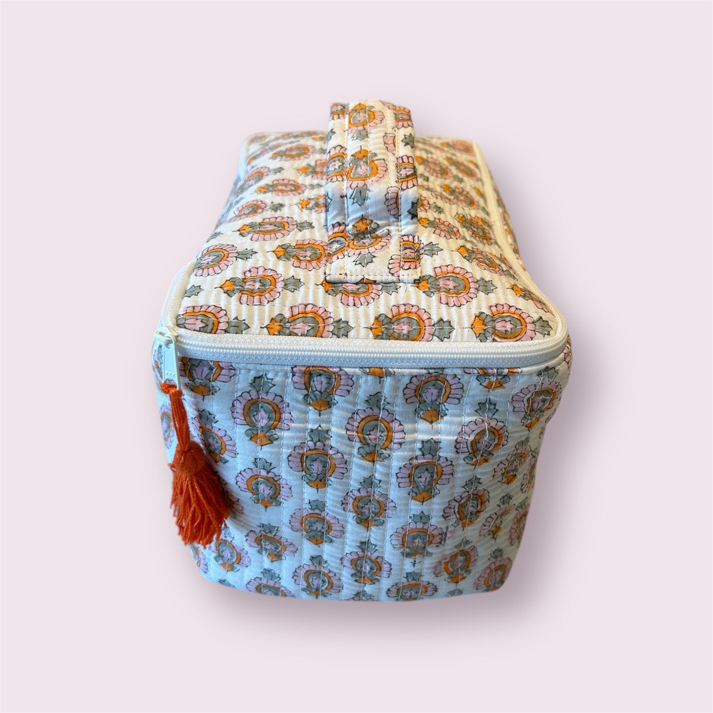 Handmade Indian Block Print Cotton  Vanity Bag – Travel Toiletry Pouch - The Weybridge Range