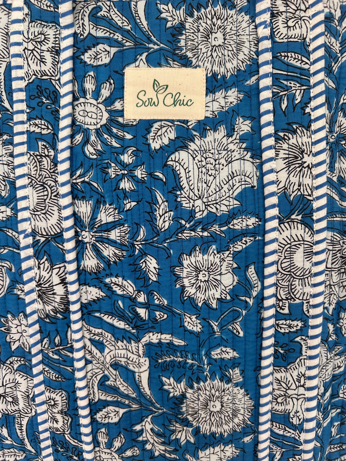 Indian Block Print Tote Bag - Medium - Zip – The Sidmouth – Handmade Cotton Boho Bag