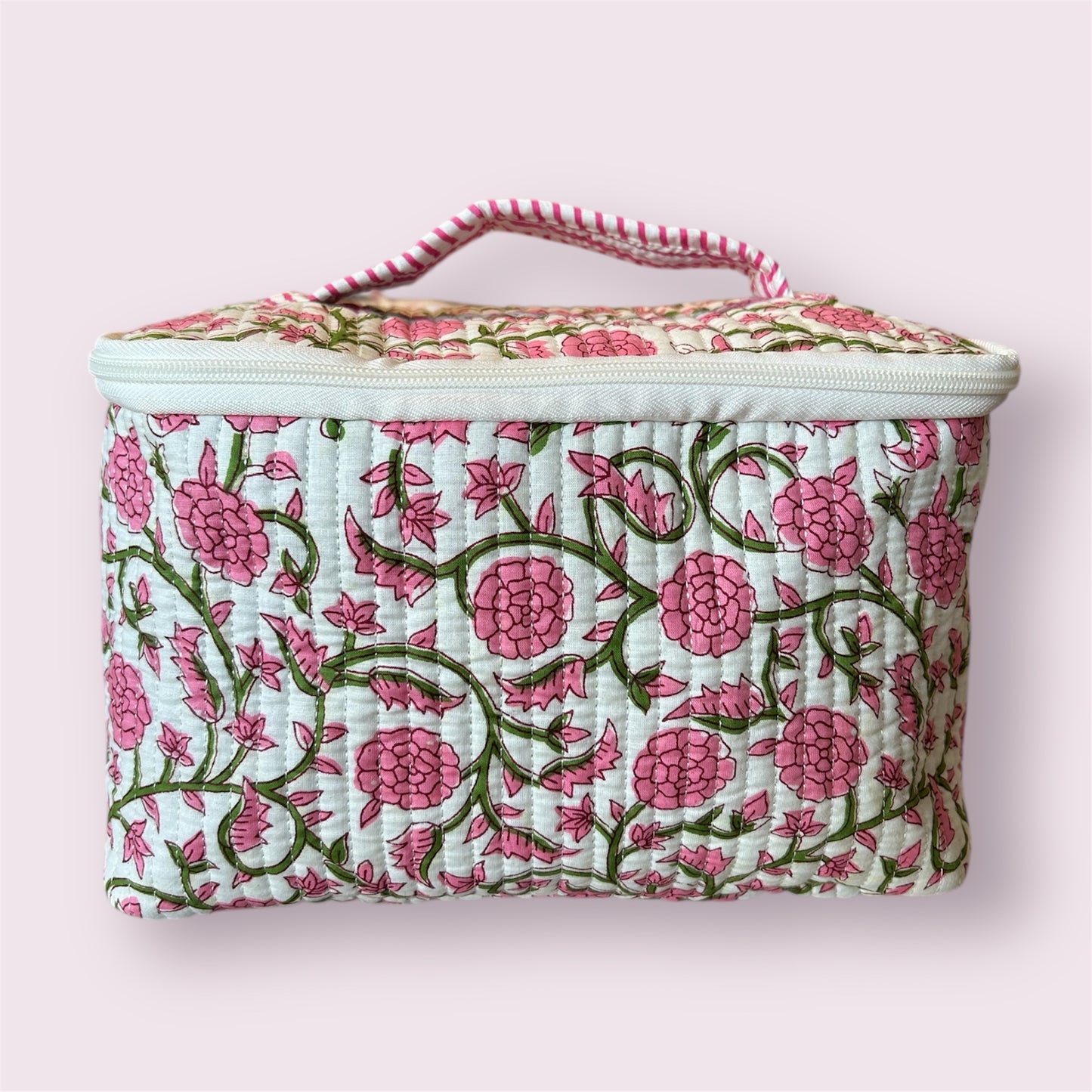 Handmade Indian Block Print Cotton  Vanity Bag – Travel Toiletry Pouch - The Brockenhurst Range