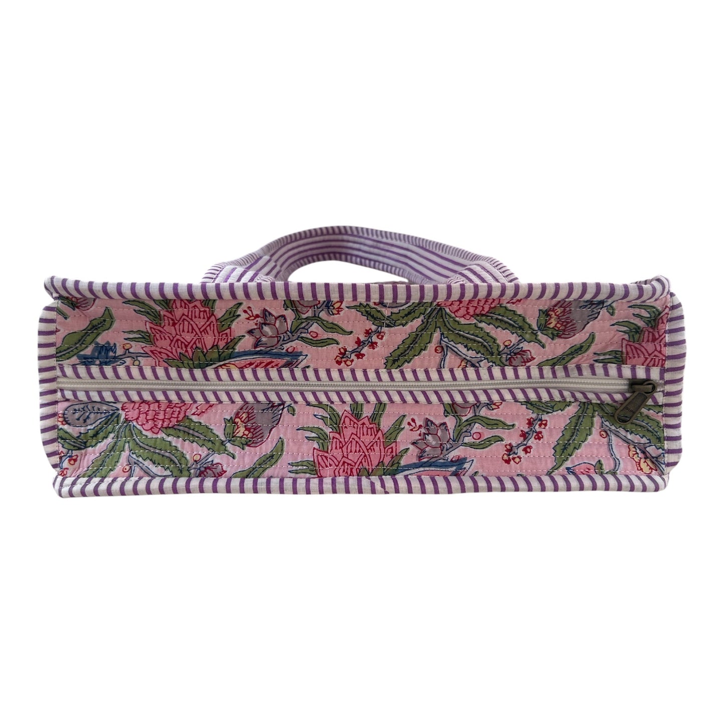 Indian Block Print Tote Bag - Medium - Zip – The Seaton – Handmade Cotton Boho Bag
