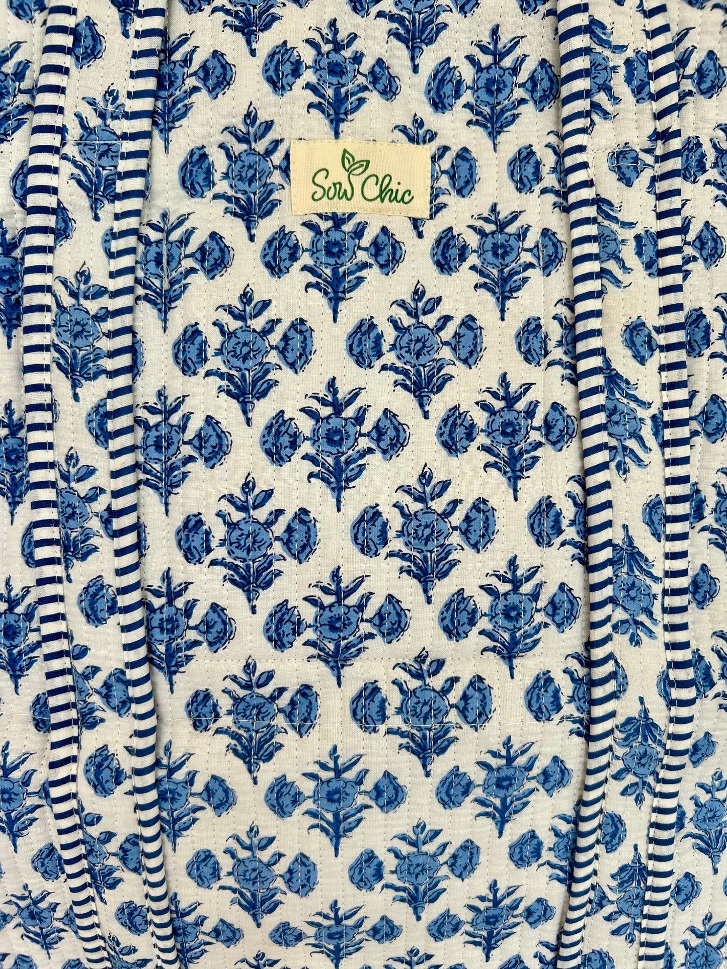 Indian Block Print Tote Bag - Zip – The Ely – Handmade Cotton Boho Bag