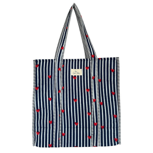 Indian Block Print Tote Bag – The Shanklin Range – Handmade Cotton Boho Bag