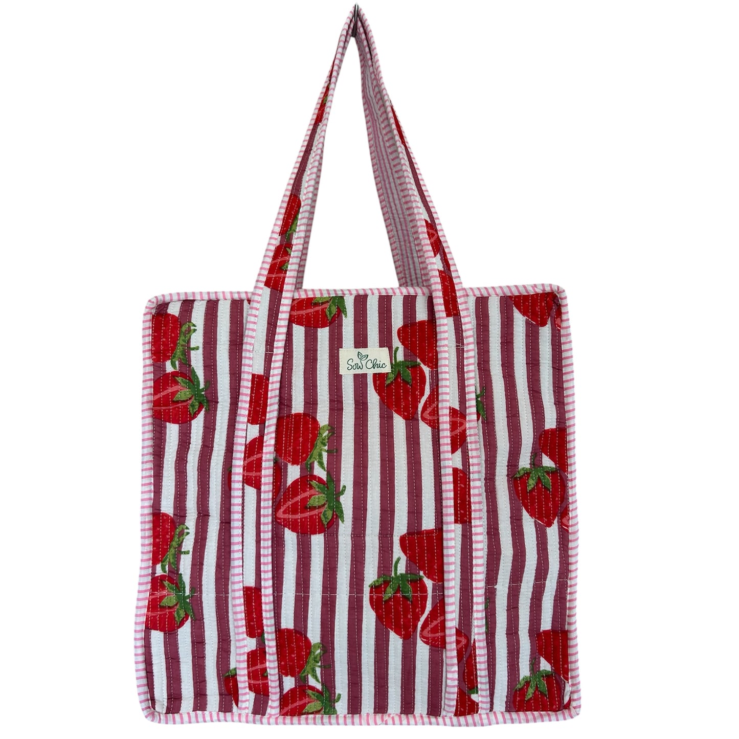 Indian Block Print Tote Bag - Zip – The Strawberry Stripe – Handmade Cotton Boho Bag