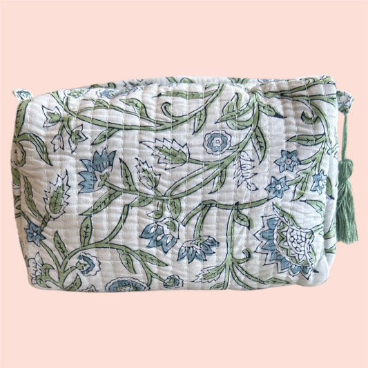 The Kirdford - Cotton Quilted Block Print Wash bag