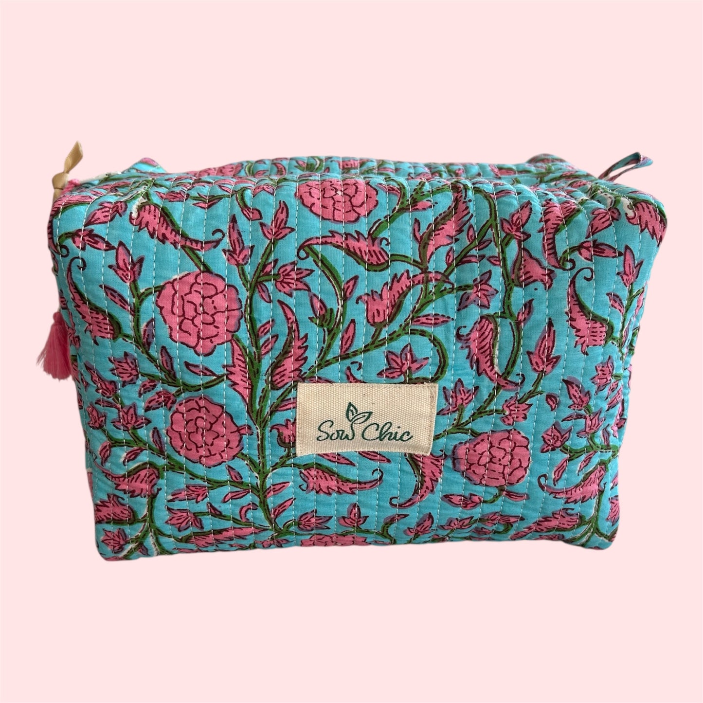 Handmade Indian Block Print Cotton Wash Bag – Travel Toiletry Pouch - The Lavant Range