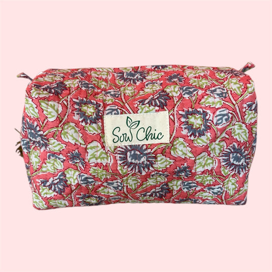 Handmade Indian Block Print Cotton Wash Bag – Travel Toiletry Pouch - The Padstow Range