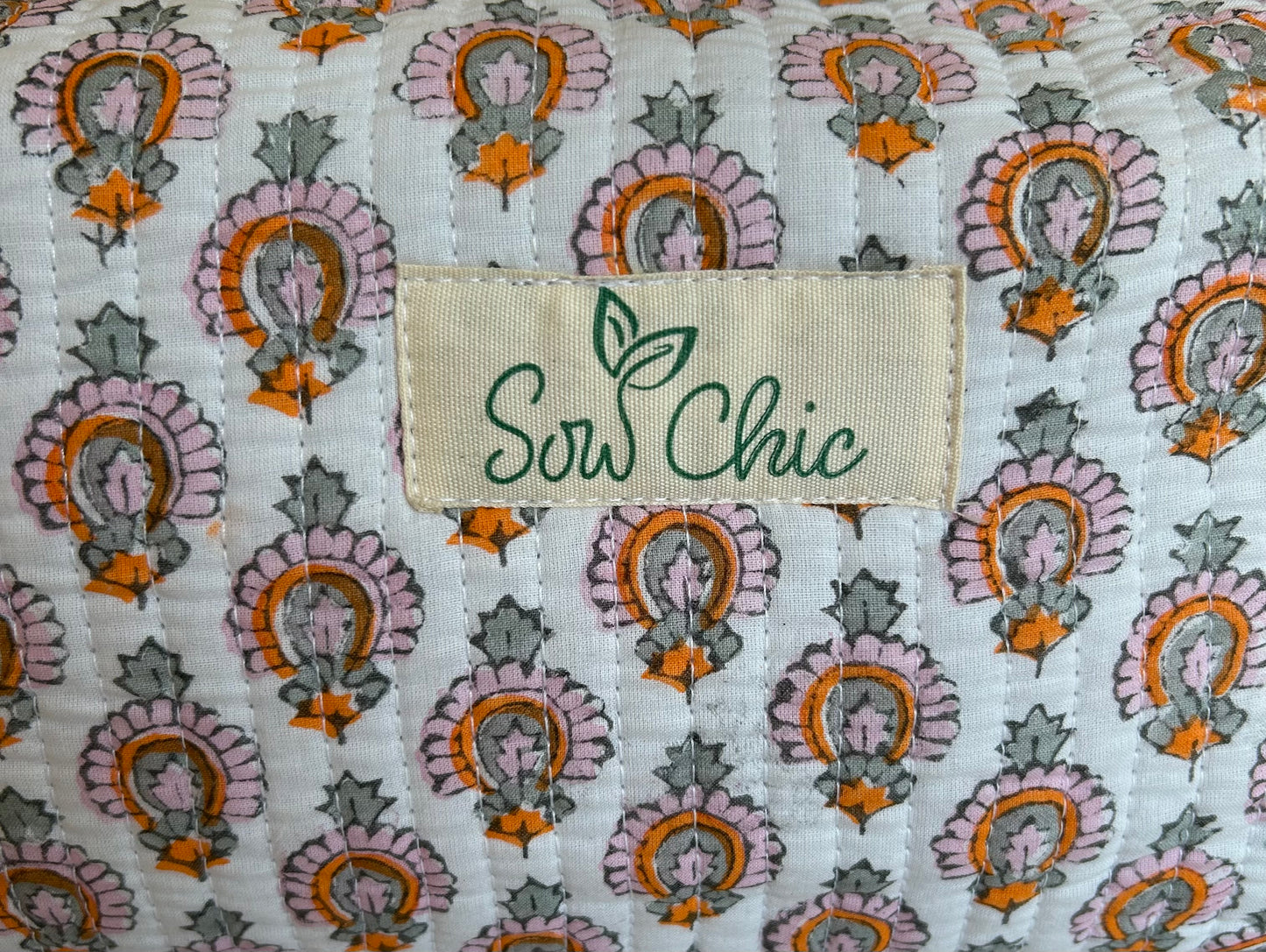 Handmade Indian Block Print Cotton  Hair Tool Bag – Travel Toiletry Pouch - The Weybridge Range