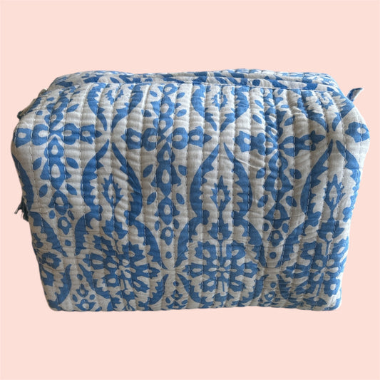 The Oxford - Cotton Quilted Block Print Wash bag