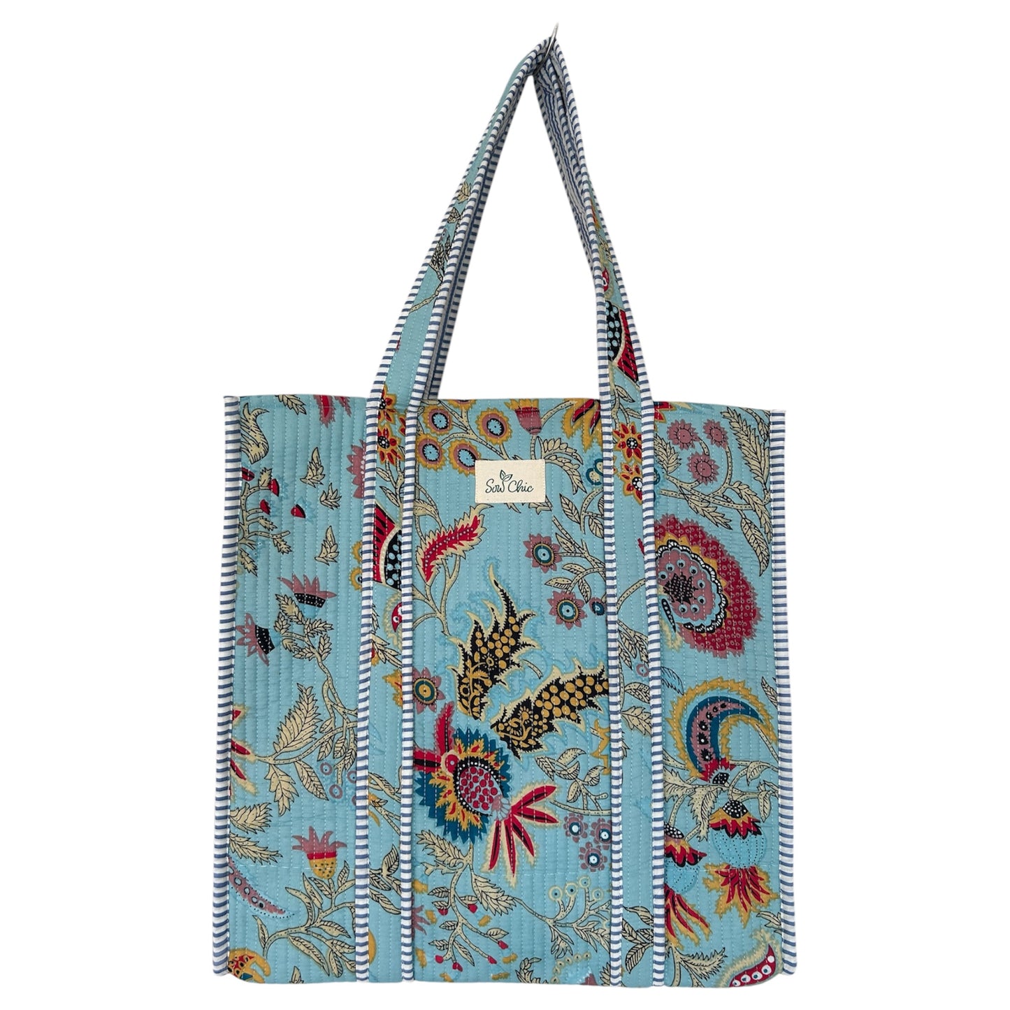 Indian Block Print Tote Bag – The Gower – Handmade Cotton Boho Bag