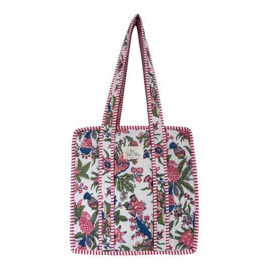 Indian Block Print Tote Bag - Medium - Zip – The Liphook Range – Handmade Cotton Boho Bag