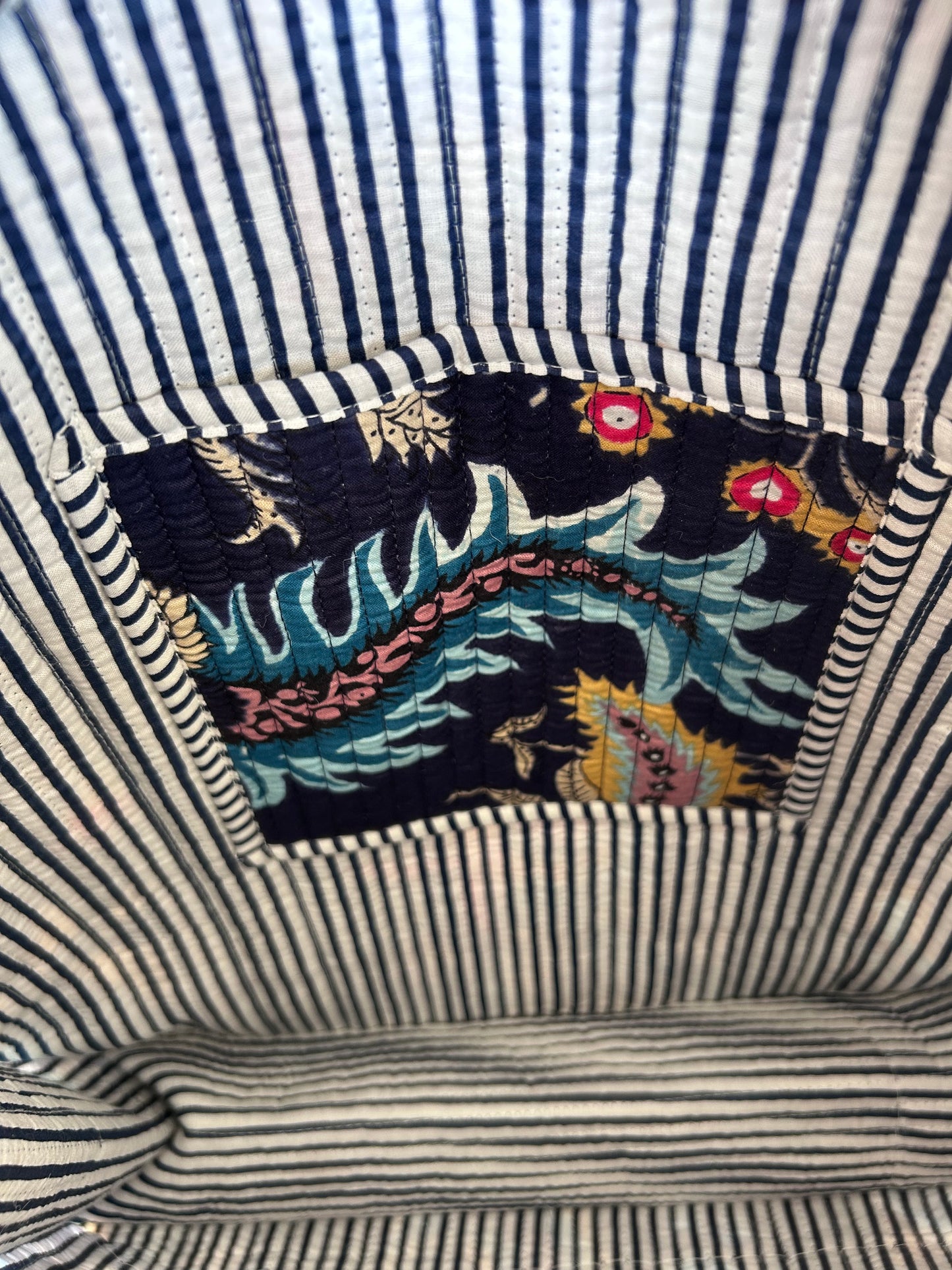 Indian Block Print Tote Bag - Medium - Zip – The Cambridge – Handmade Cotton Boho Bag