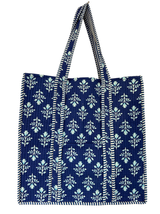 Indian Block Print Tote Bag – The Midhurst  Range – Handmade Cotton Boho Bag -