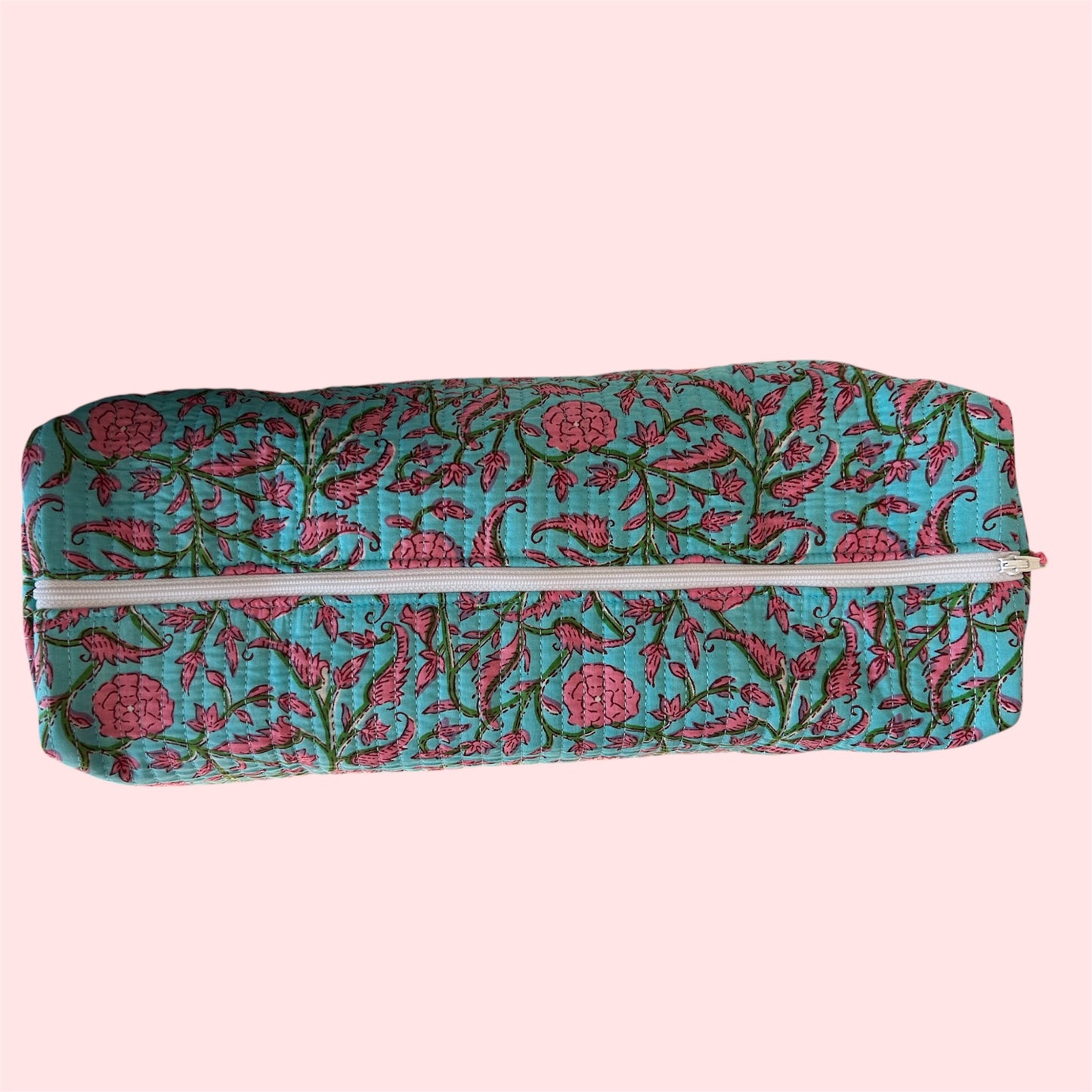 Handmade Indian Block Print Cotton  Hair Tool Bag – Travel Toiletry Pouch - The Lavant Range