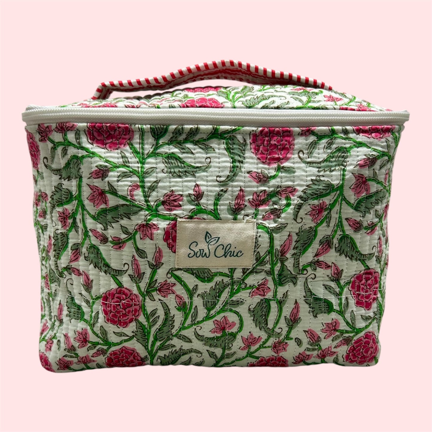 Handmade Indian Block Print Cotton  Vanity Bag – Travel Toiletry Pouch - The Exmouth Range