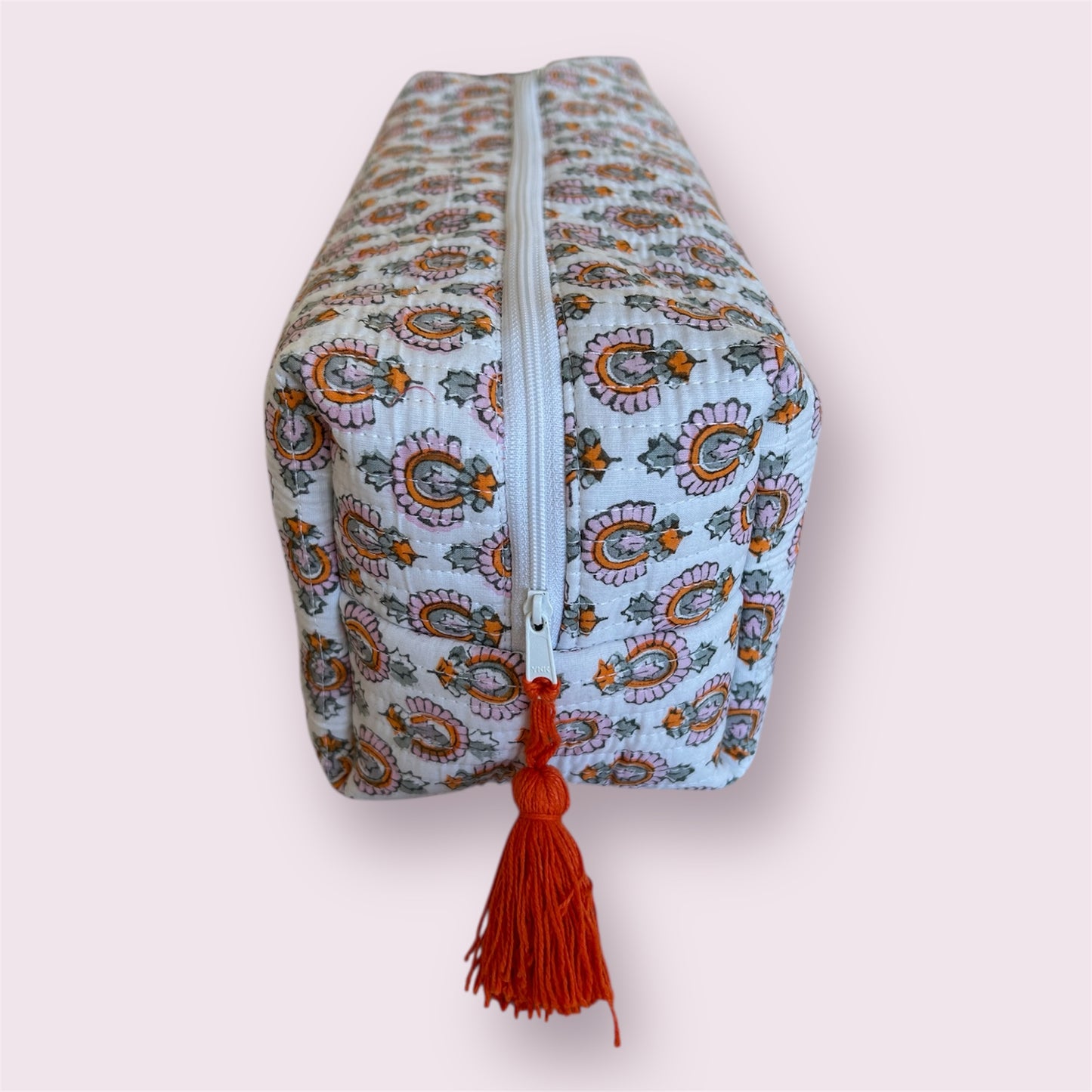 Handmade Indian Block Print Cotton  Hair Tool Bag – Travel Toiletry Pouch - The Weybridge Range