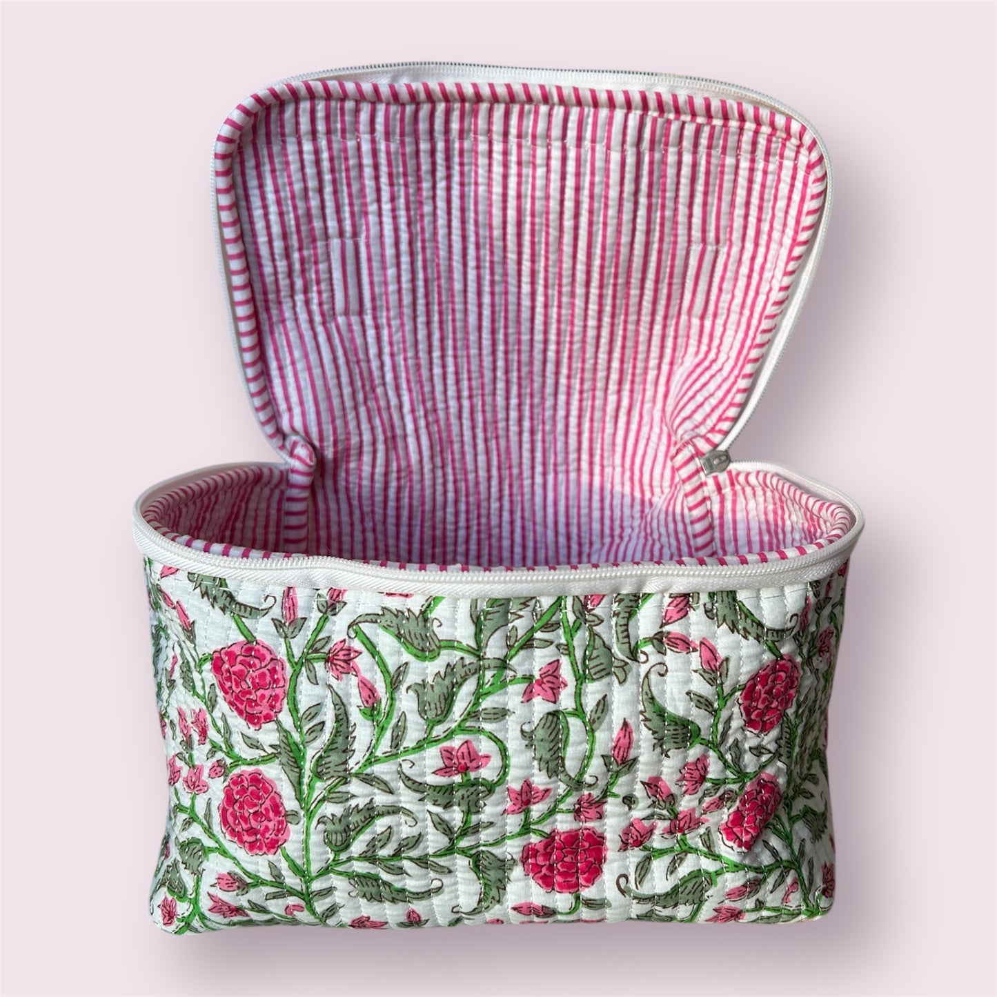 Handmade Indian Block Print Cotton  Vanity Bag – Travel Toiletry Pouch - The Exmouth Range