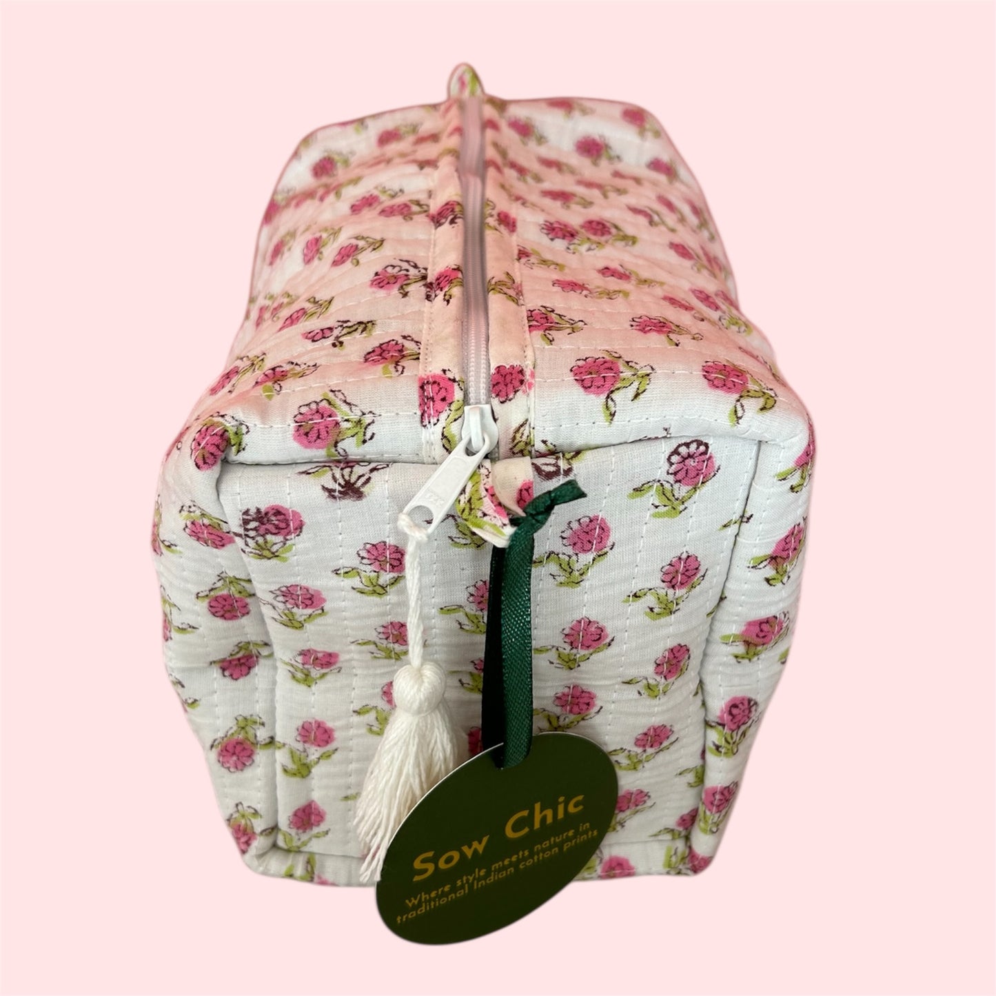 Handmade Indian Block Print Cotton Wash Bag – Travel Toiletry Pouch - The Haslemere Range