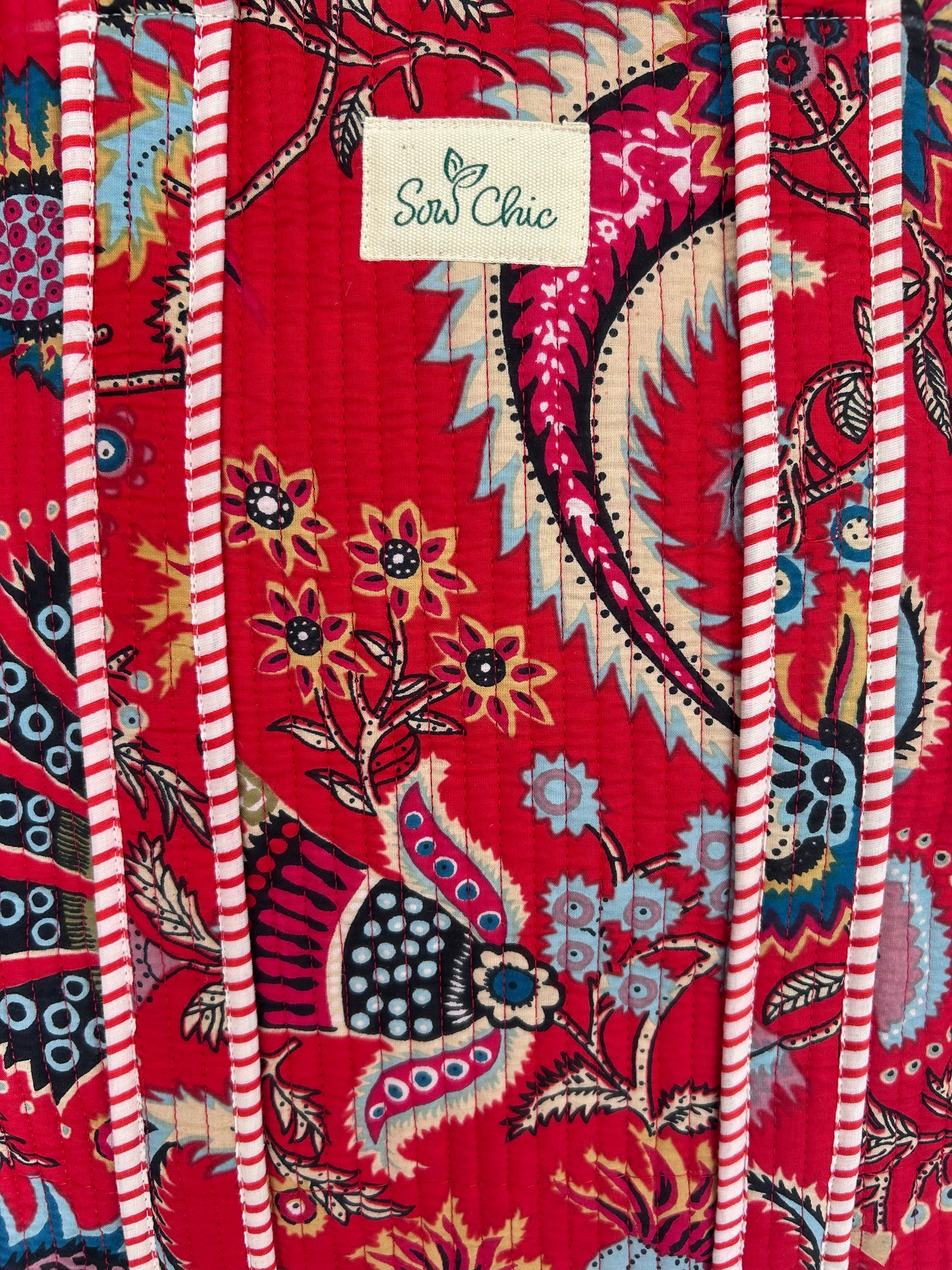 Indian Block Print Tote Bag - Medium - Zip – The Hinton– Handmade Cotton Boho Bag